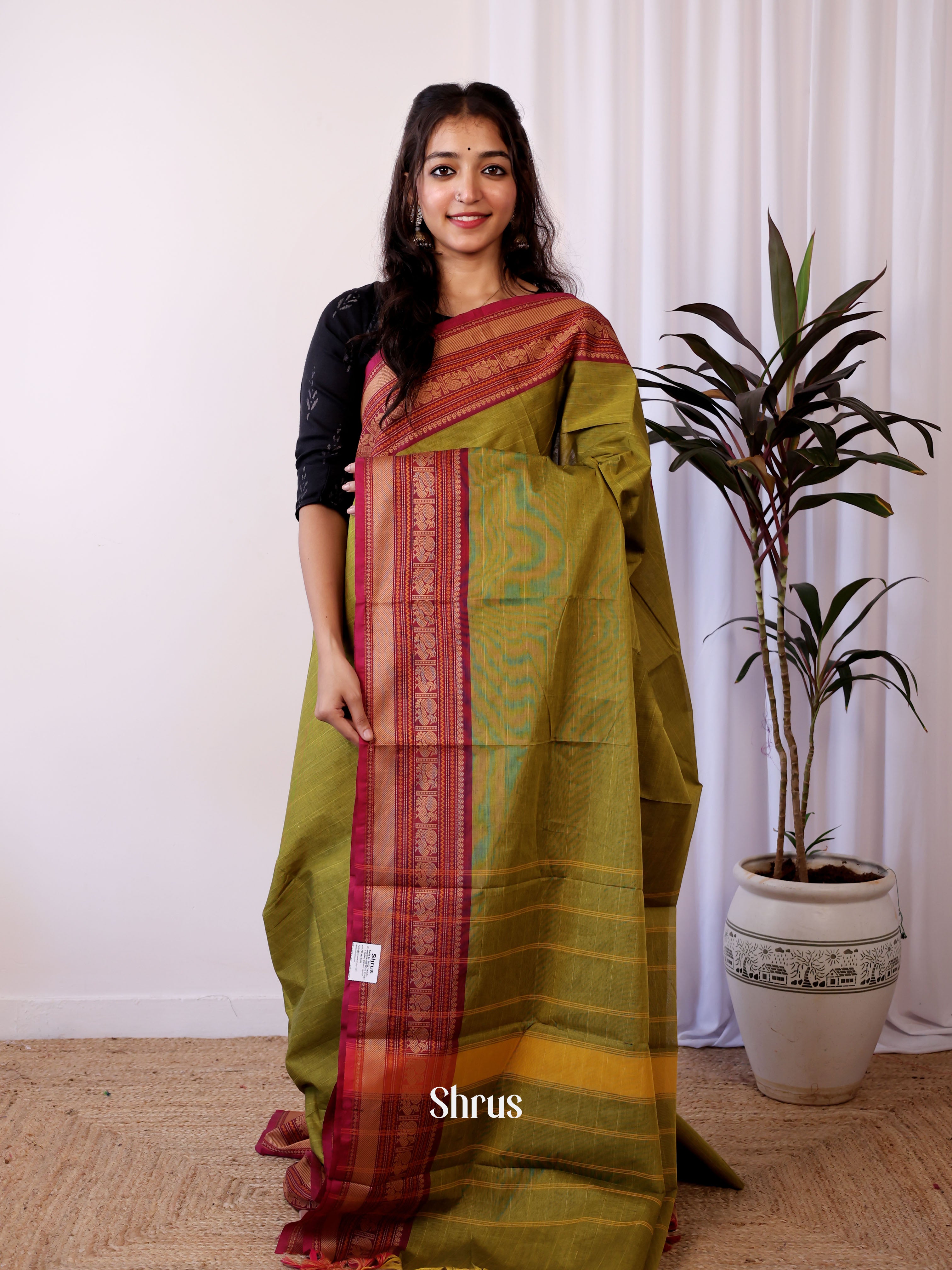 Green & Maroon- Chettinad Cotton Saree