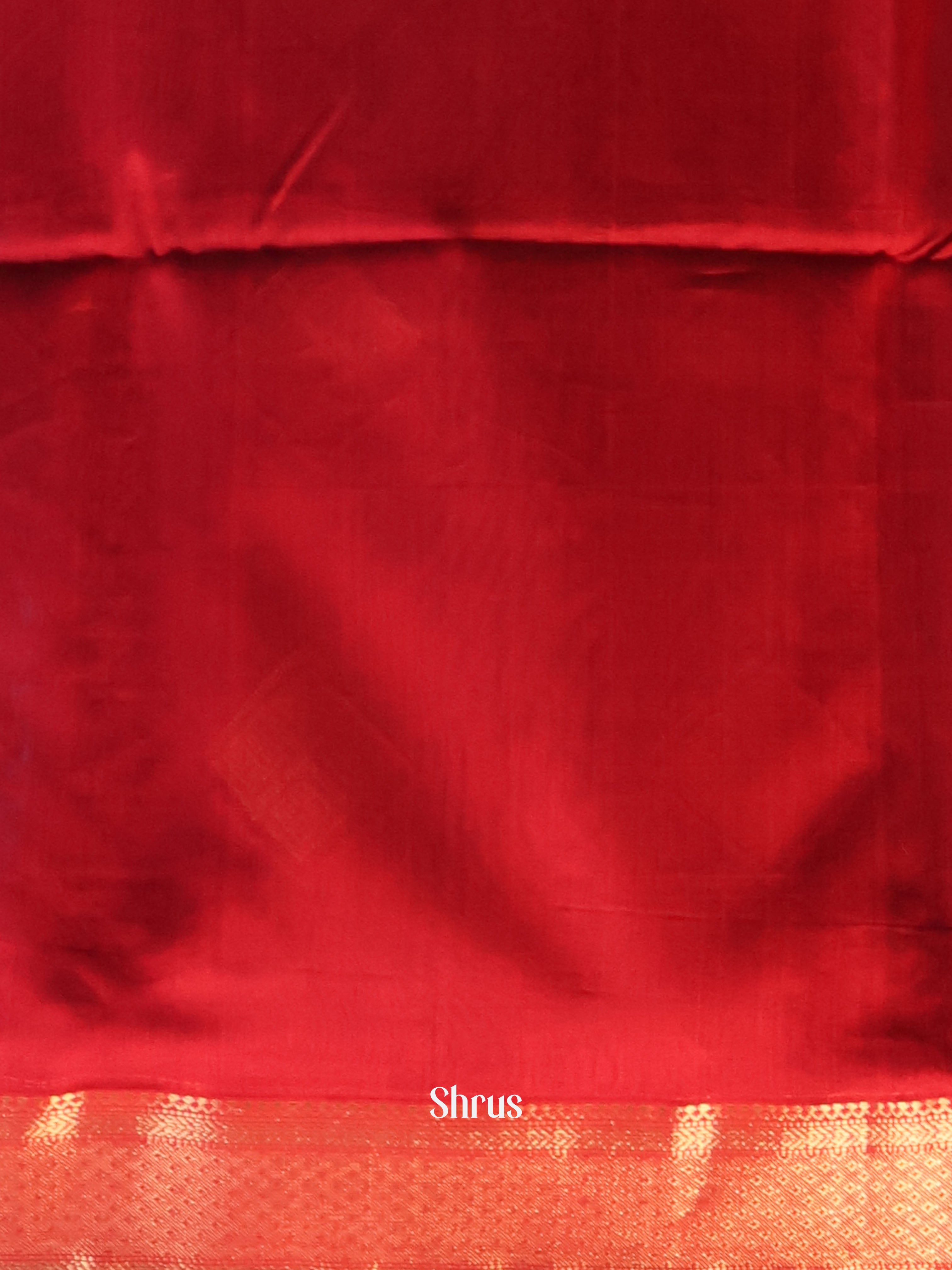 Grey & Red - Maheshwari silkcotton Saree