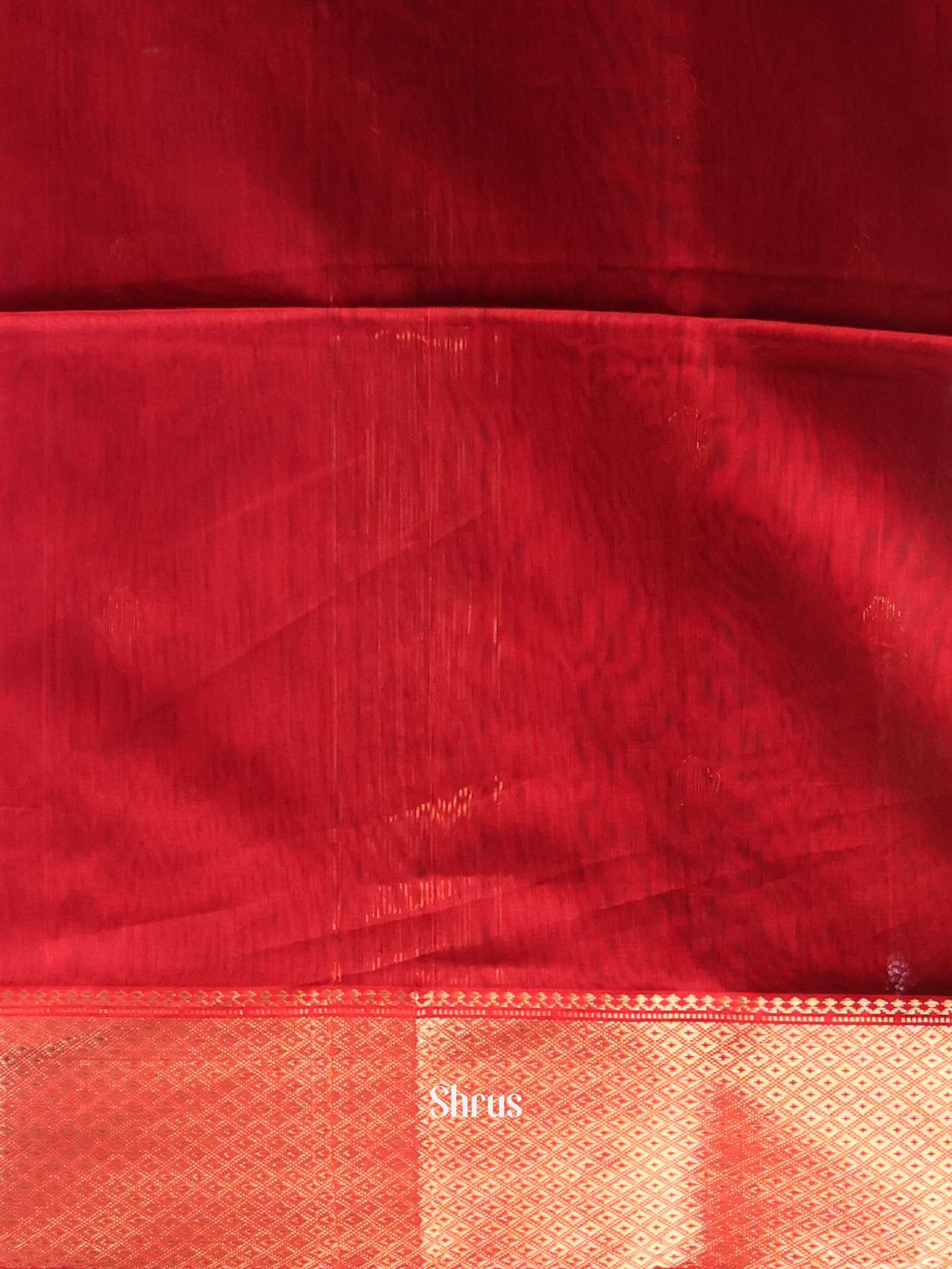 Grey & Red - Maheshwari silkcotton Saree