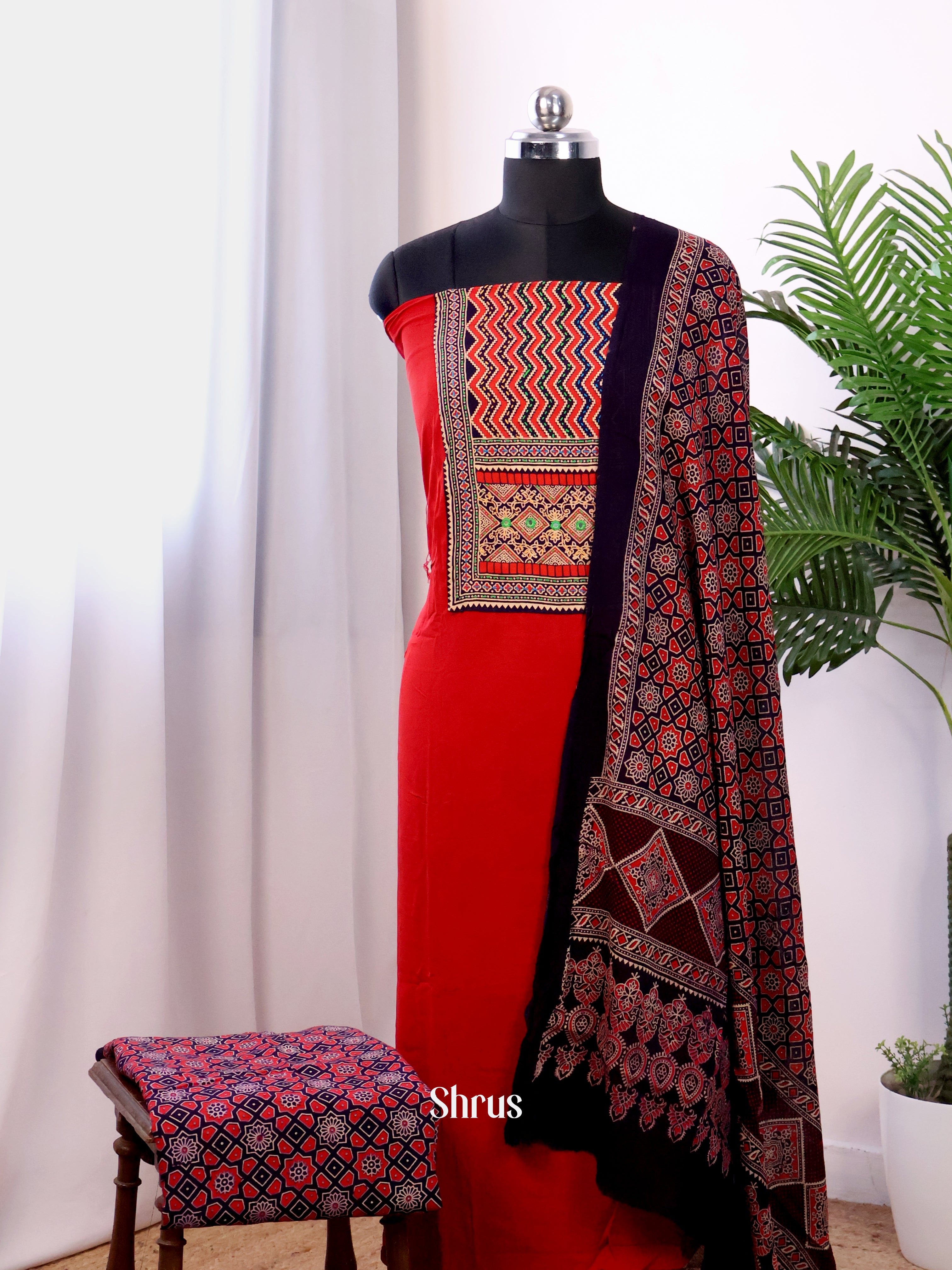 Red & Black- Ajrakh Salwar