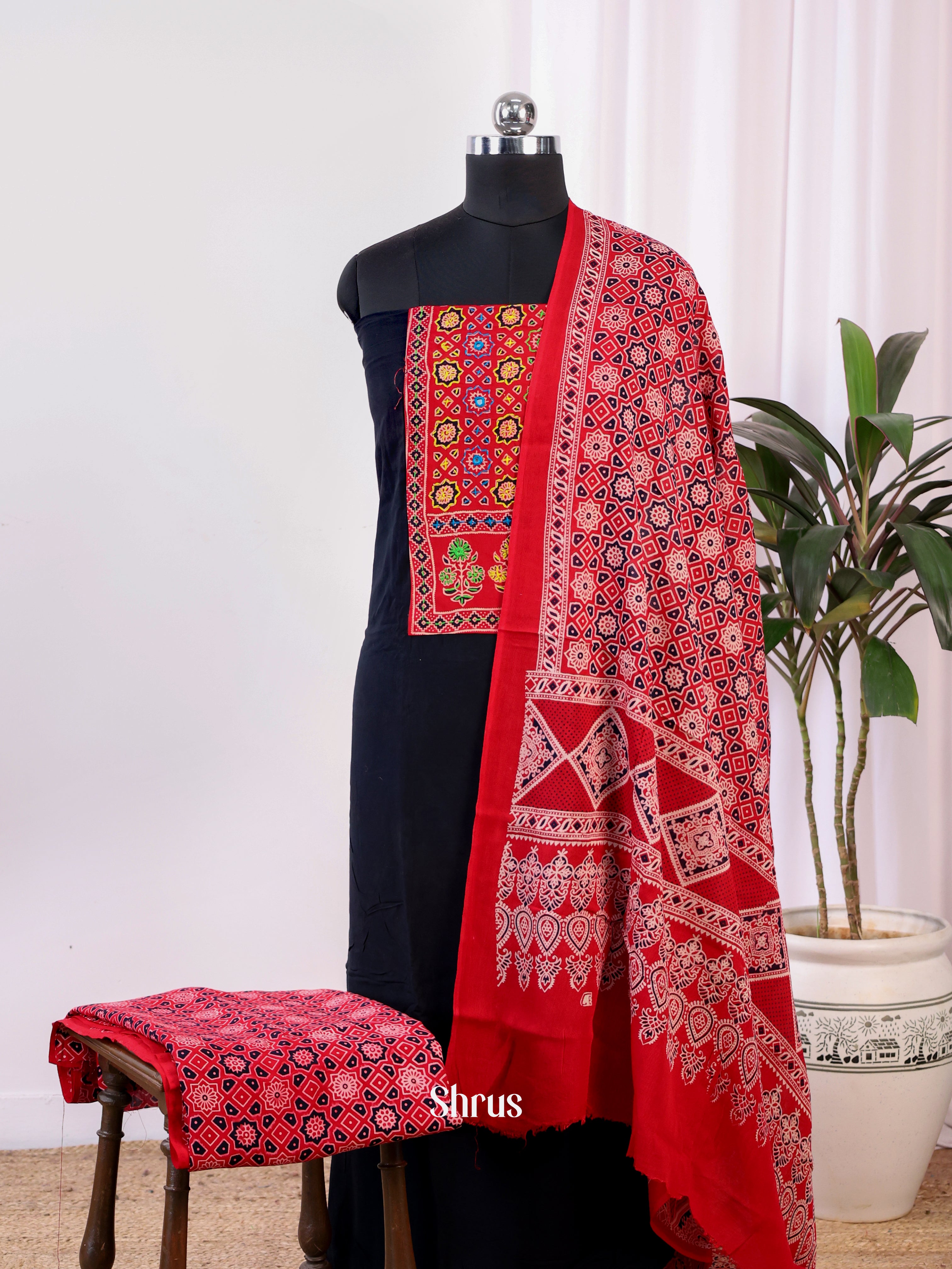 Black &  Red - Ajrakh Salwar