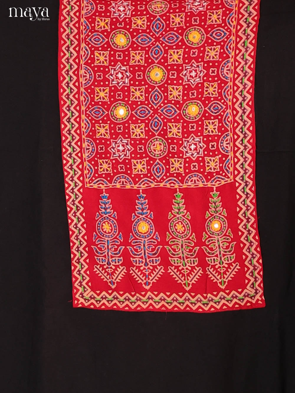 Black & Red- Ajrakh Salwar suit Top Bottom & Dupatta  - CJS07064 - Shop on Shrus.com