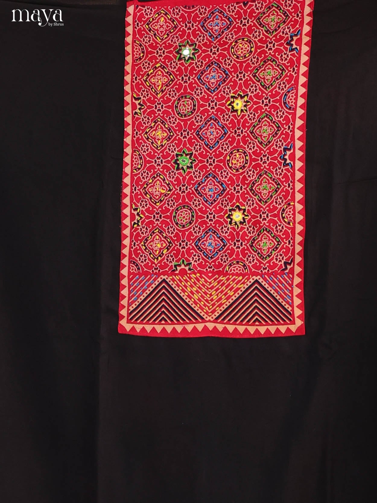 Black & Red- Ajrakh Salwar suit Top Bottom & Dupatta  - CJS07075 - Shop on Shrus.com