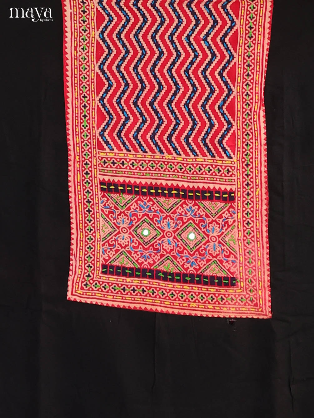 Black & Red- Ajrakh Salwar suit Top Bottom & Dupatta  - CJS07080 - Shop on Shrus.com