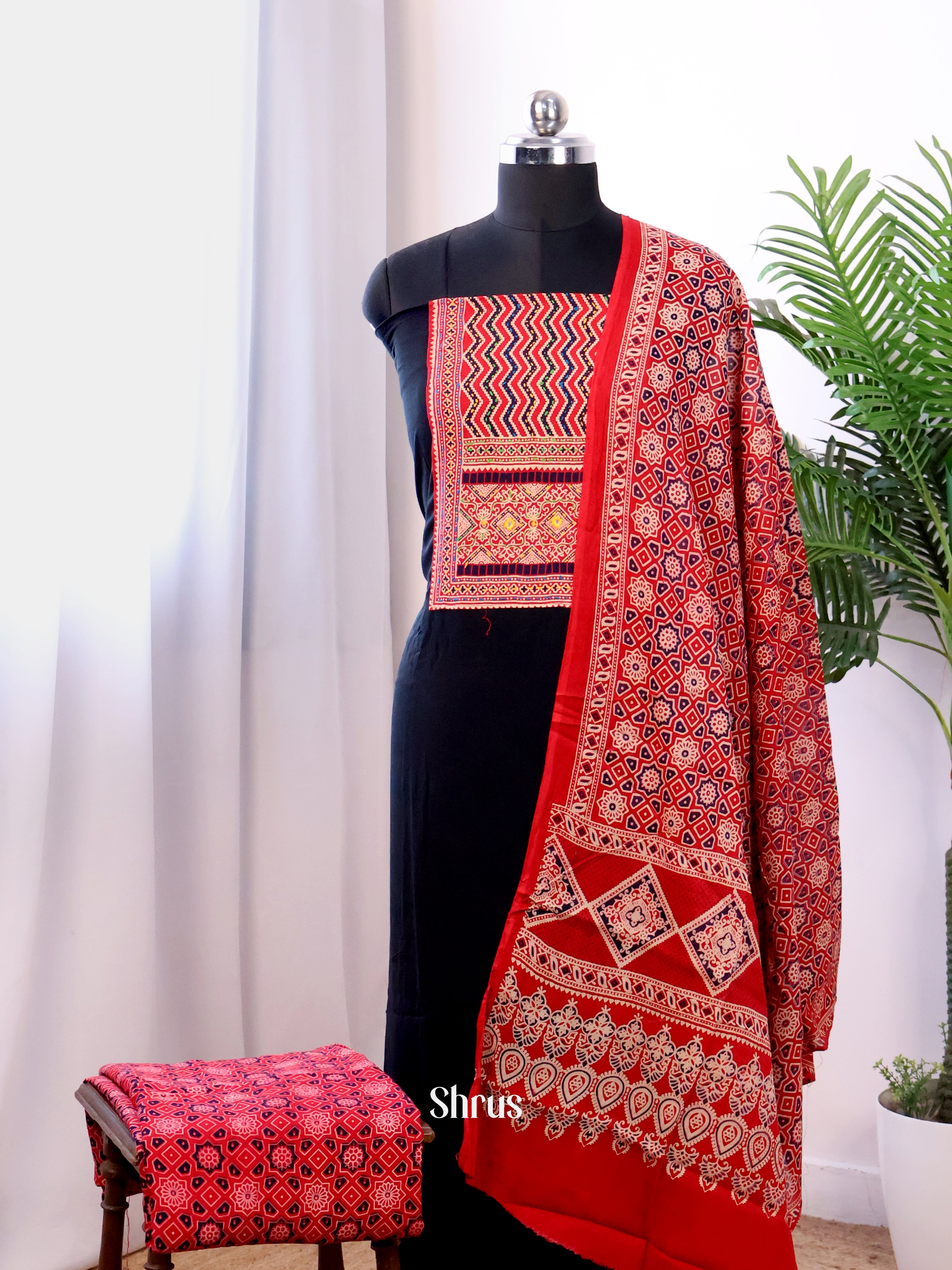 Black & Red- Ajrakh Salwar