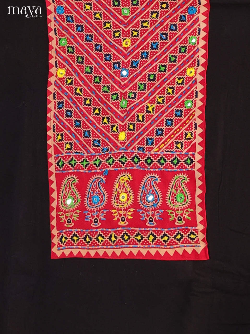 Black & Red- Ajrakh Salwar suit Top Bottom & Dupatta - CJS07126 - Shop on Shrus.com