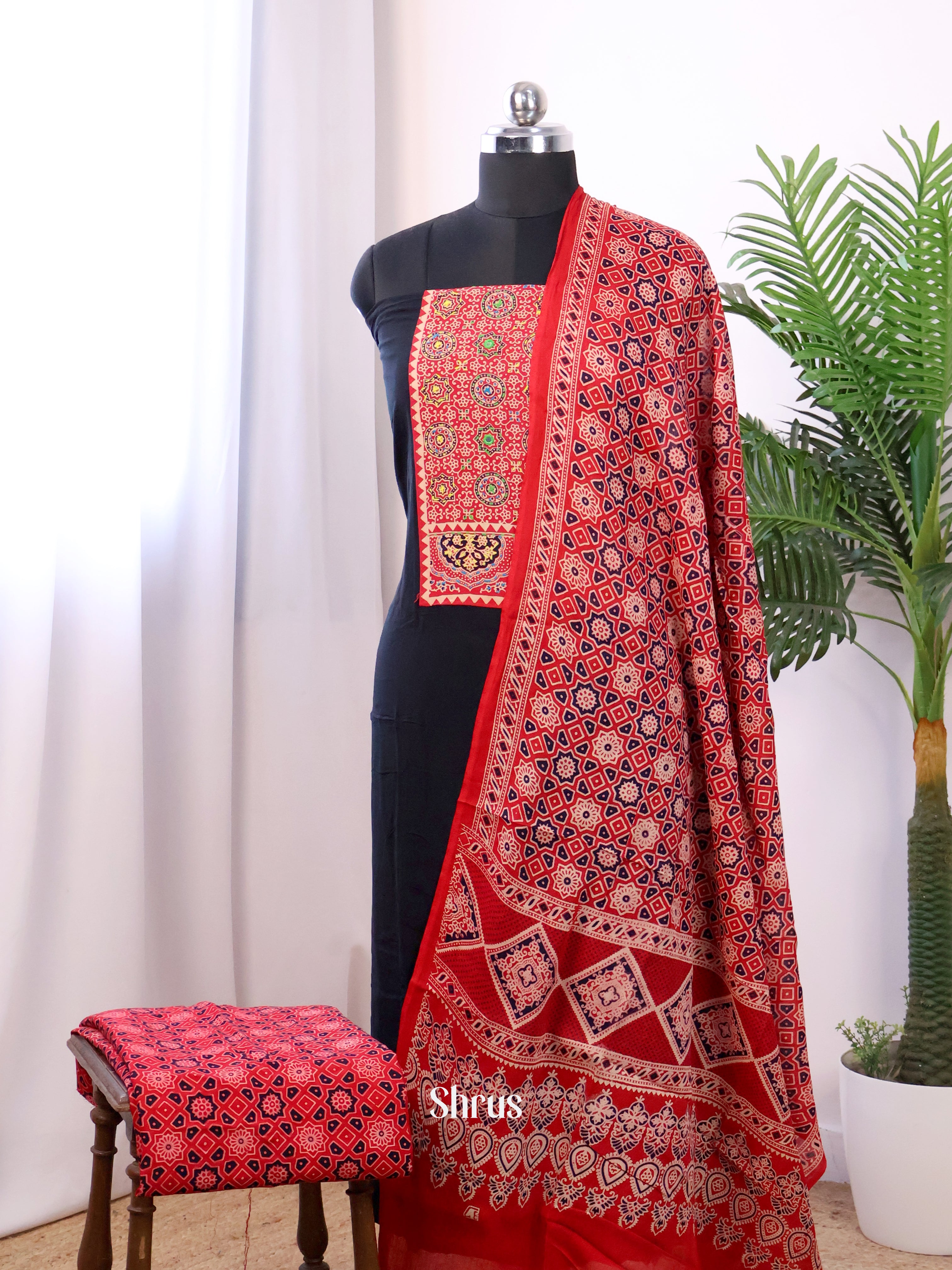 Black & Red- Ajrakh Salwar