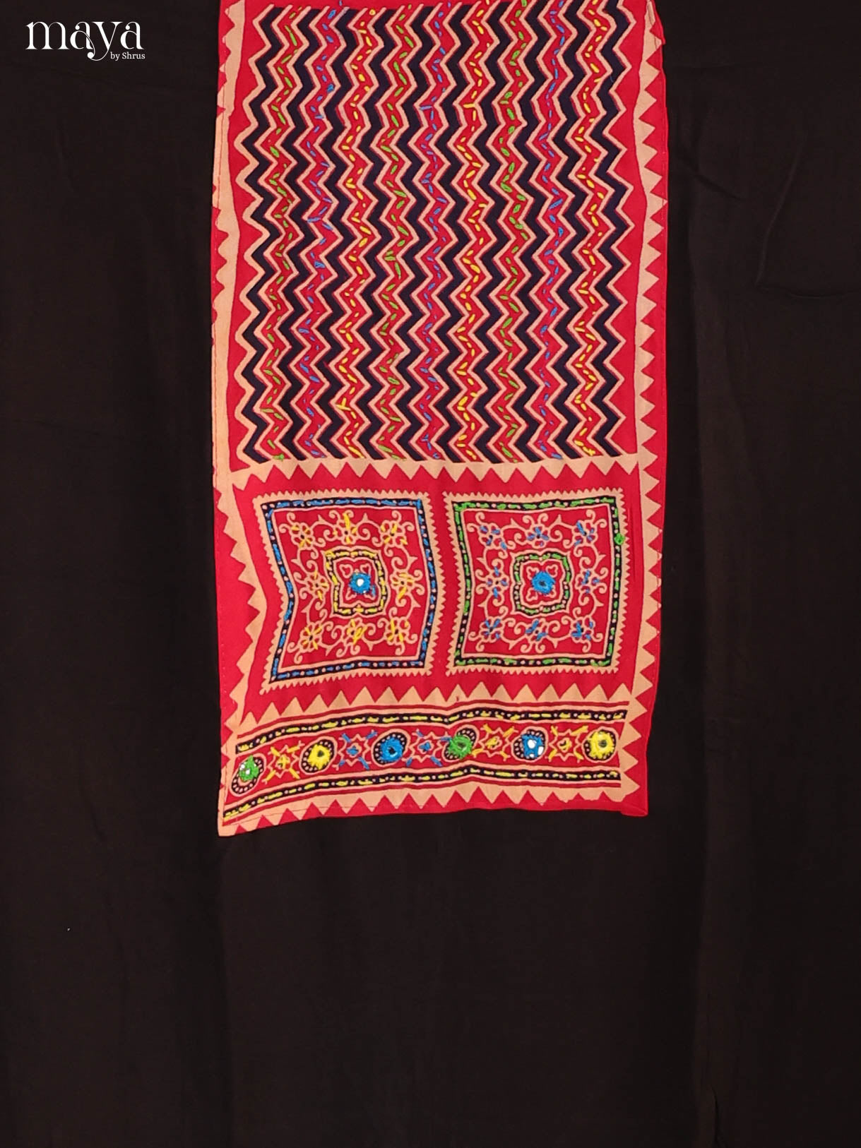 Black & Red- Ajrakh Salwar suit Top Bottom & Dupatta  - CJS07156 - Shop on Shrus.com