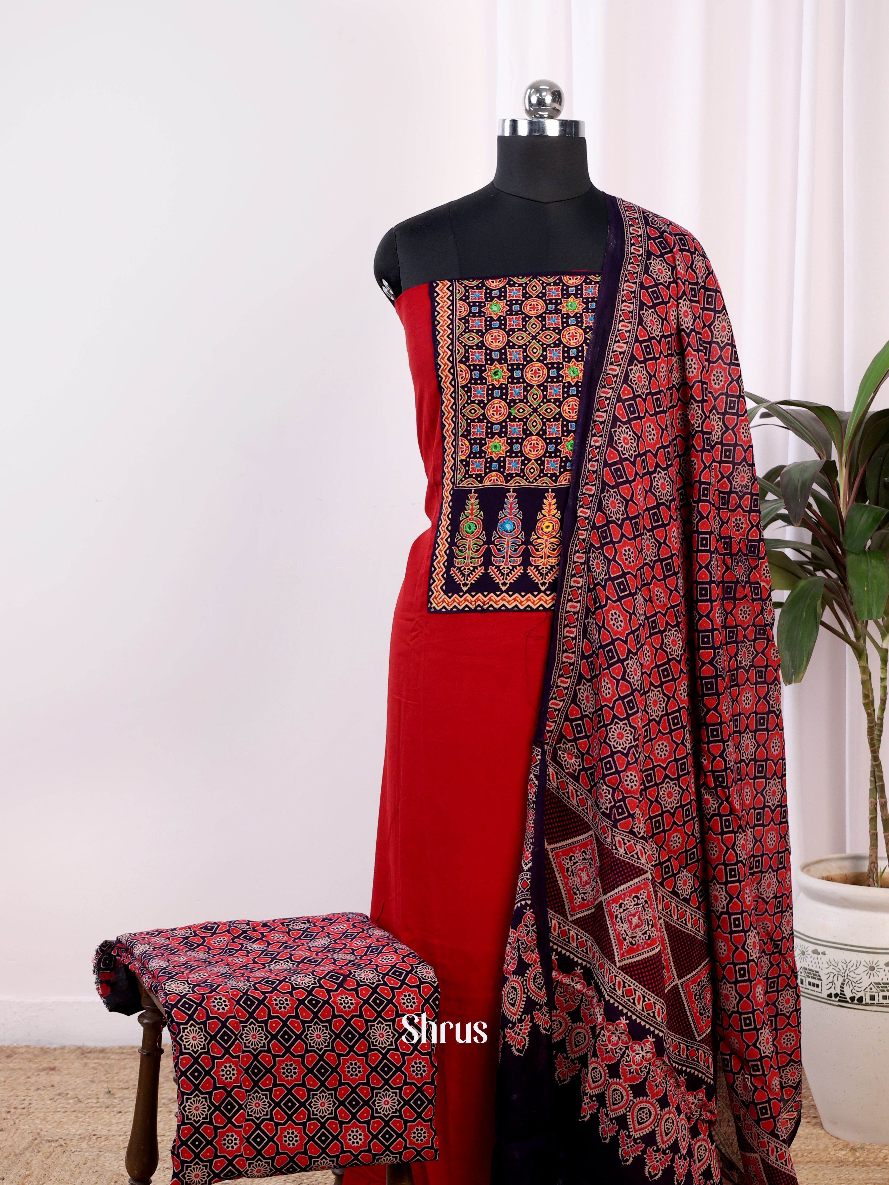 Red & Black - Ajrakh Salwar - Shop on Shrus.com
