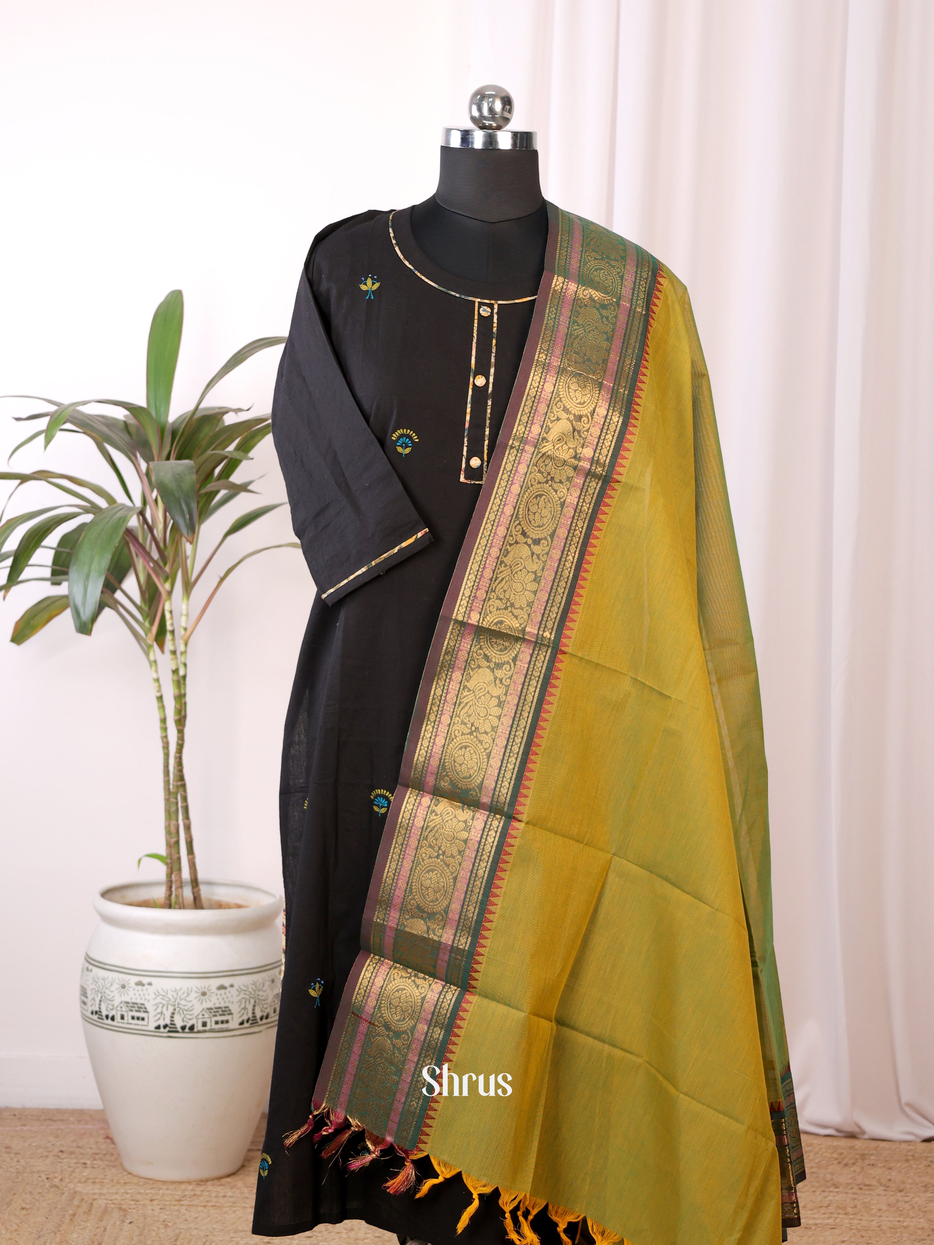 Green & Brown  - Dupatta - Shop on Shrus.com