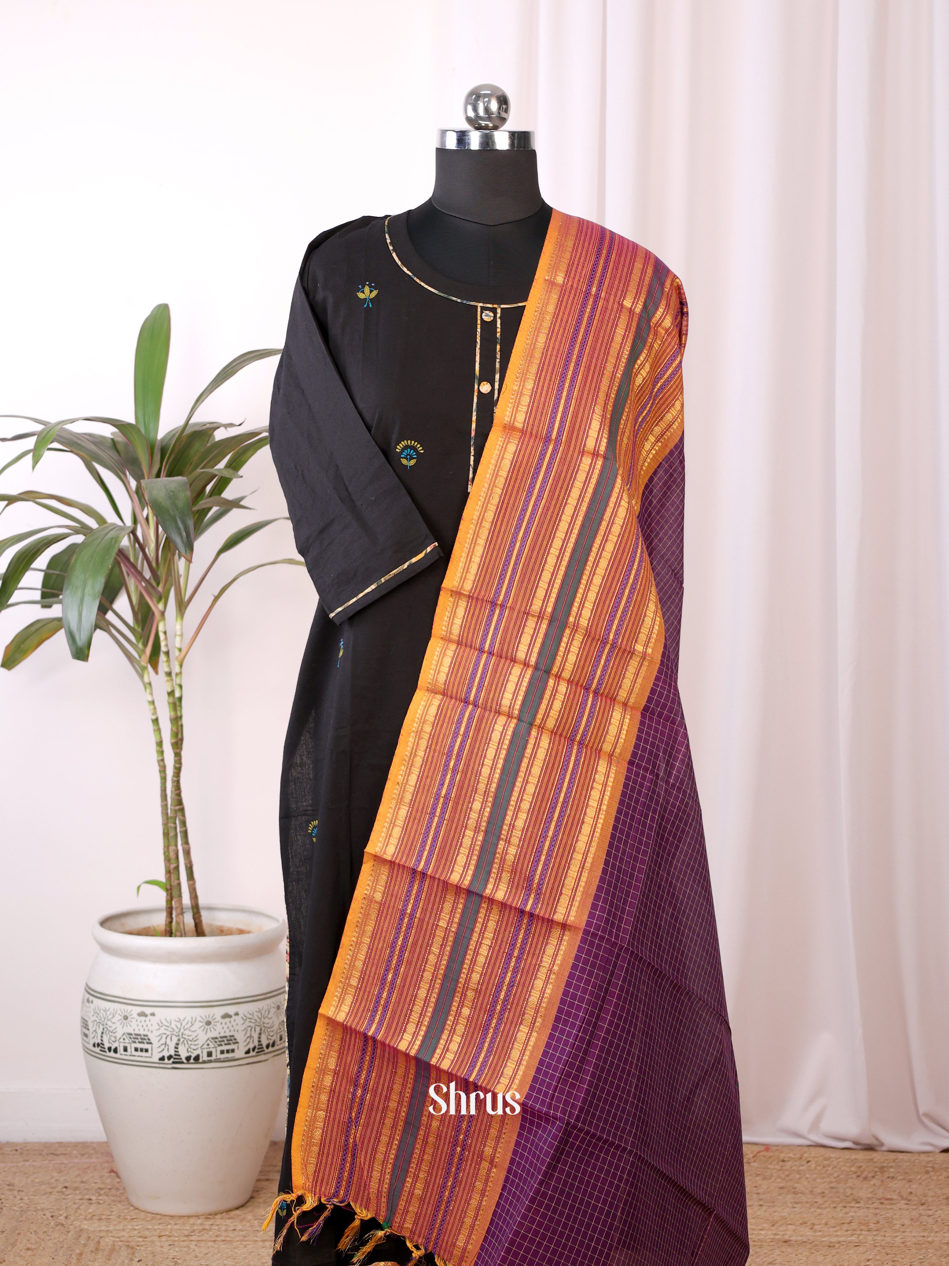 Purple & Mustard - Dupatta