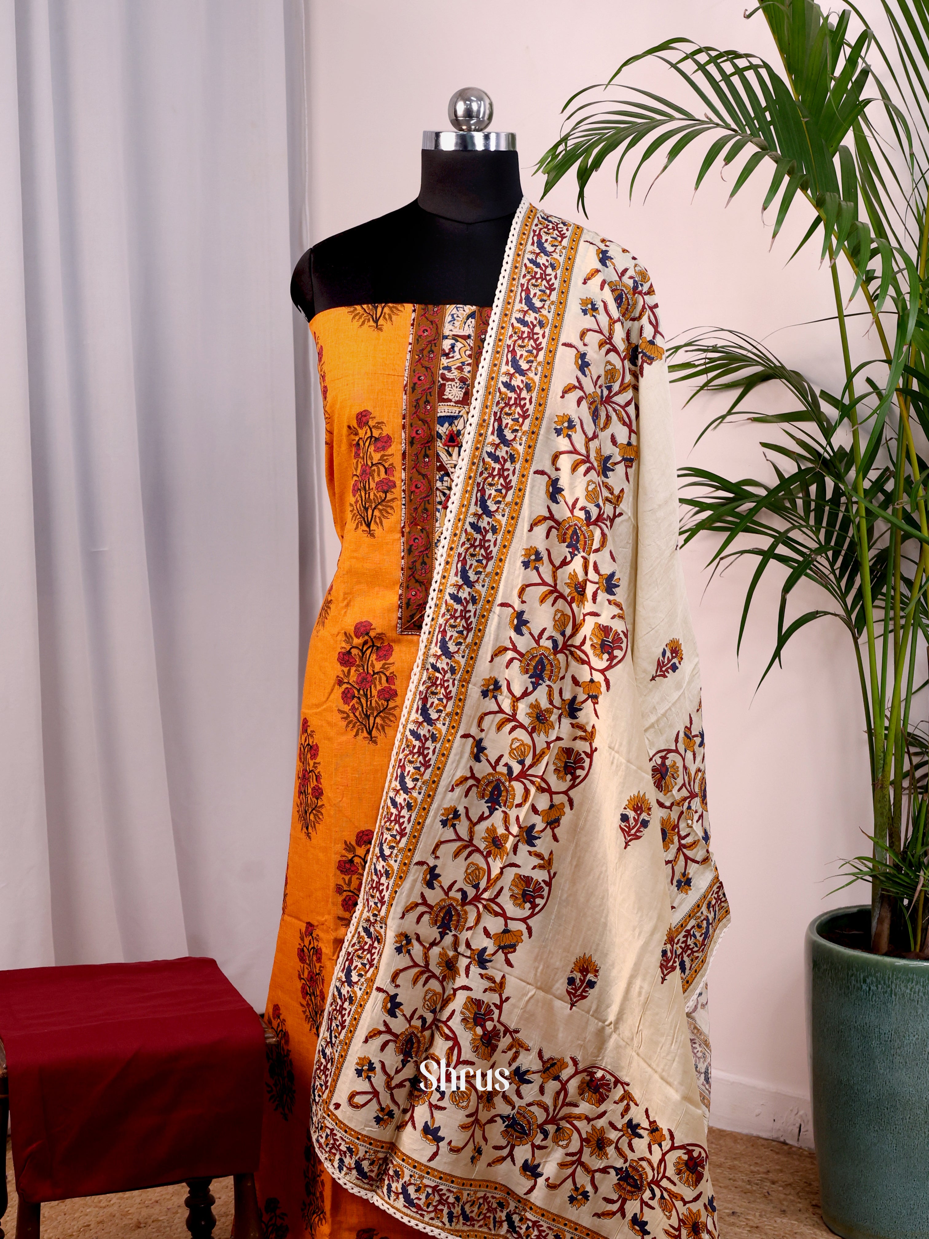 Mustard & Maroon - Cotton salwar