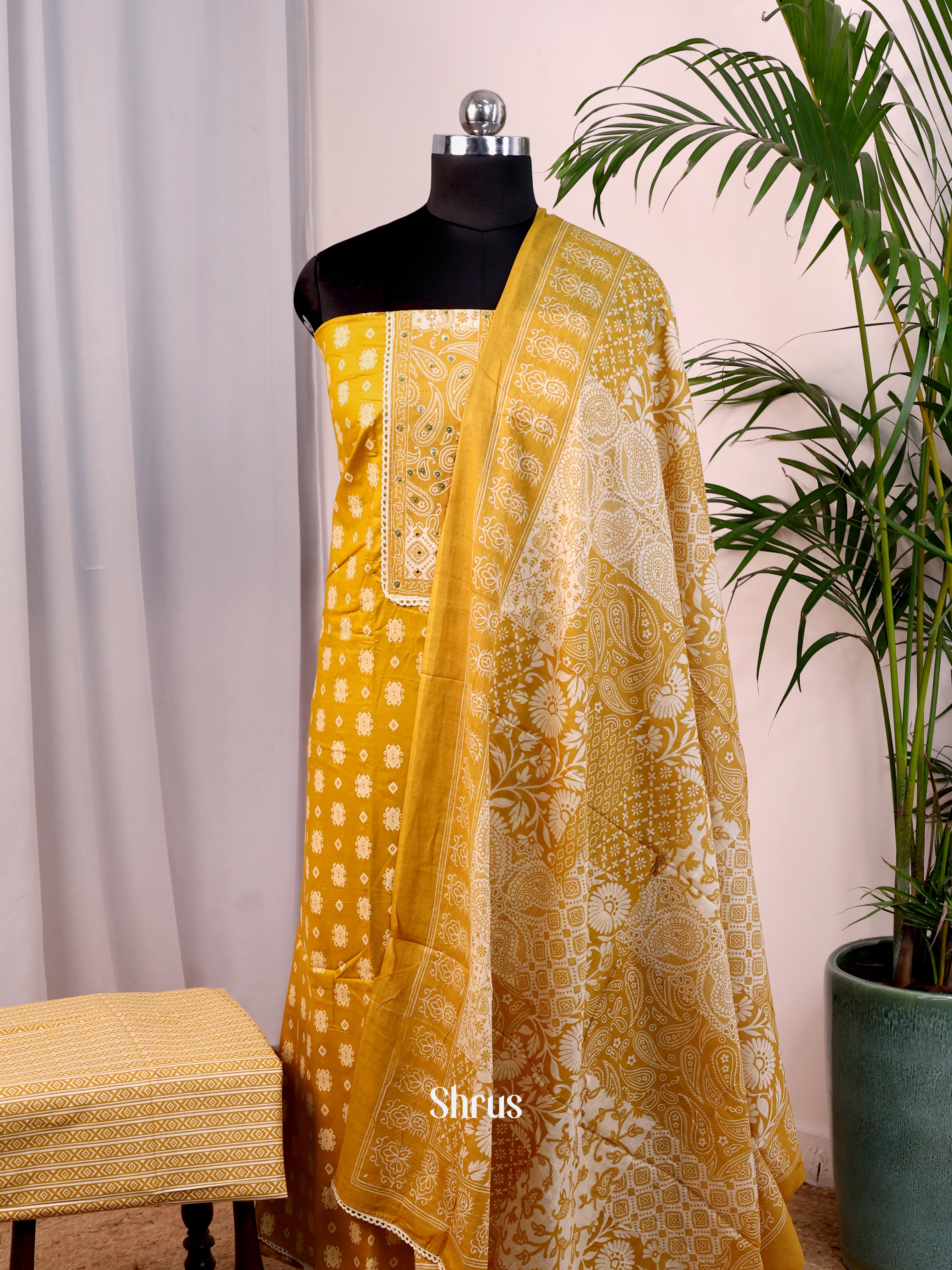 Yellow & Cream - Cotton salwar