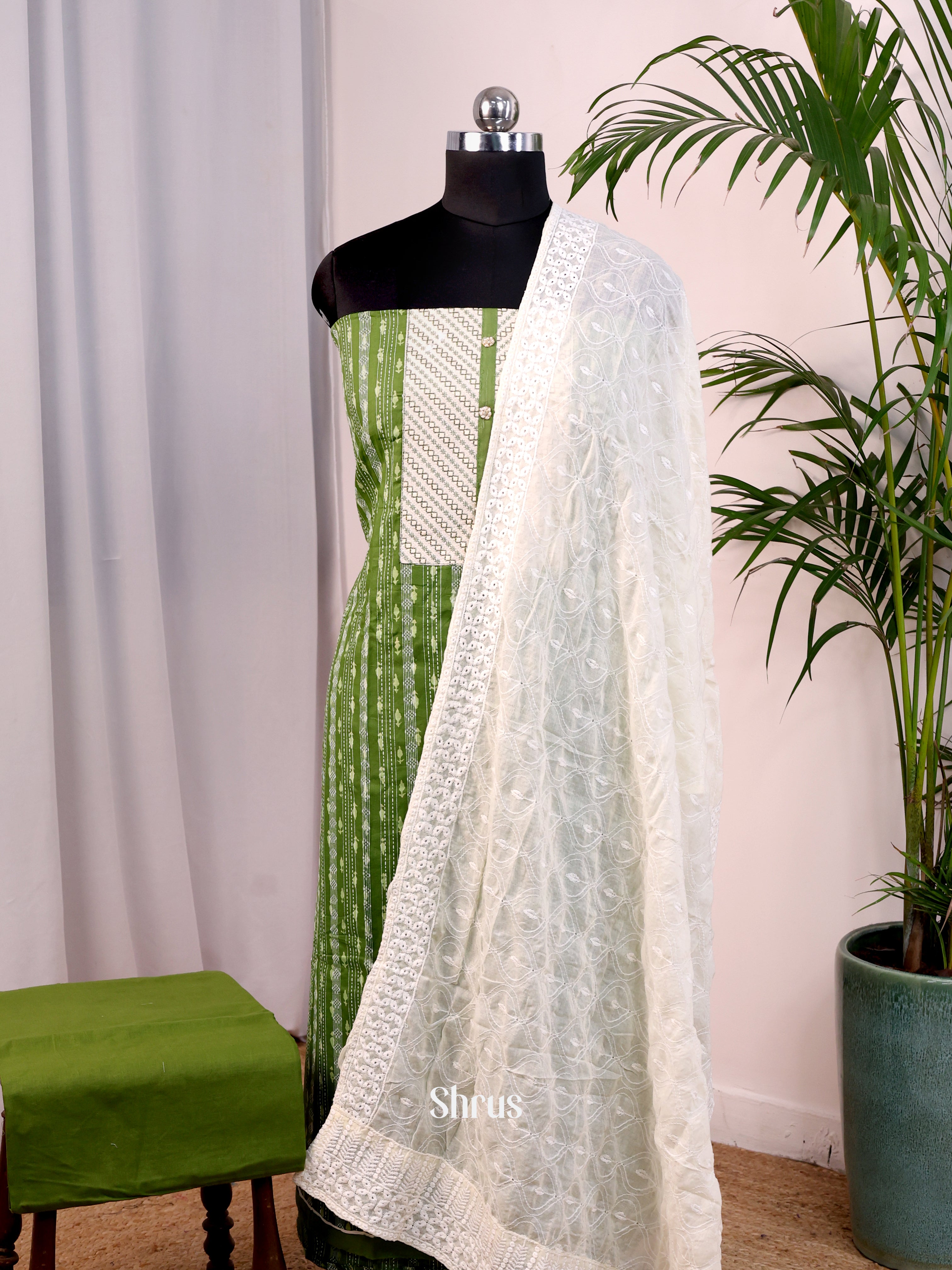 Green & White - Cotton salwar