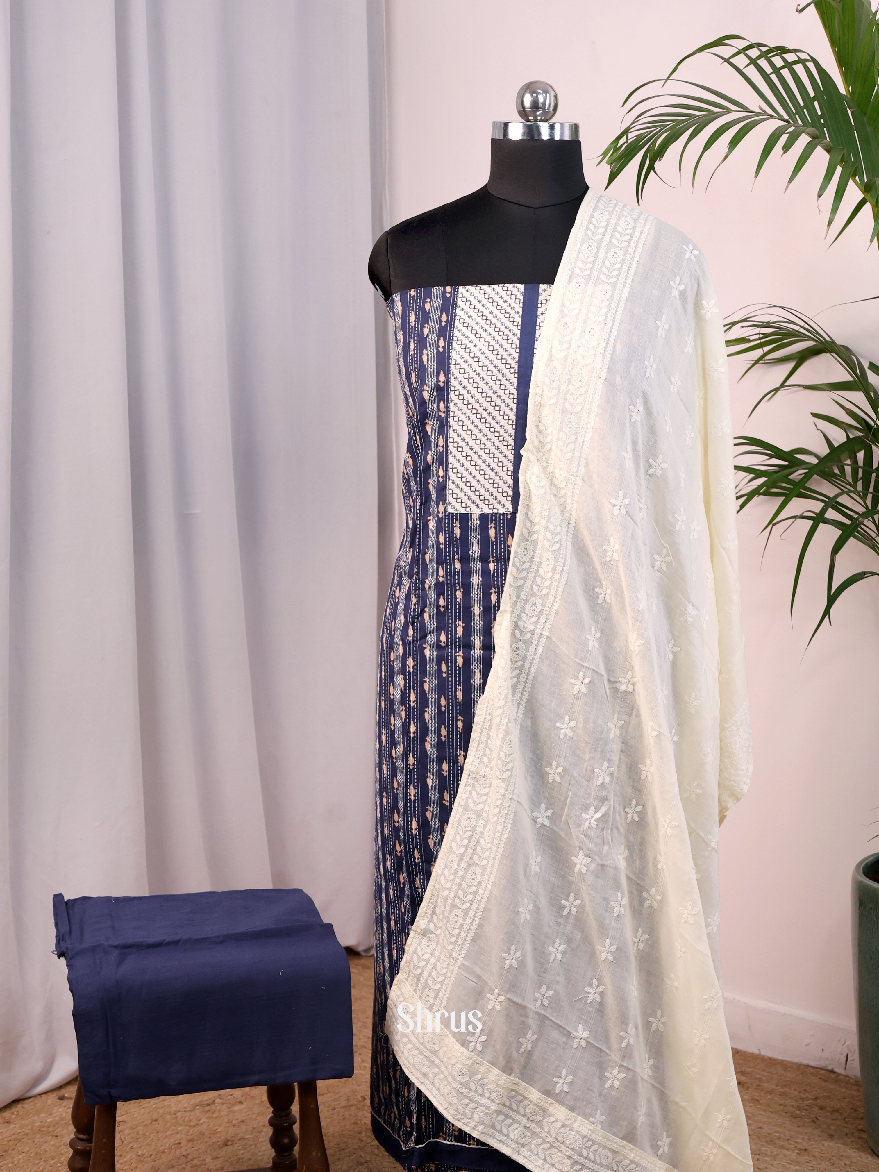 Blue & White - Cotton salwar