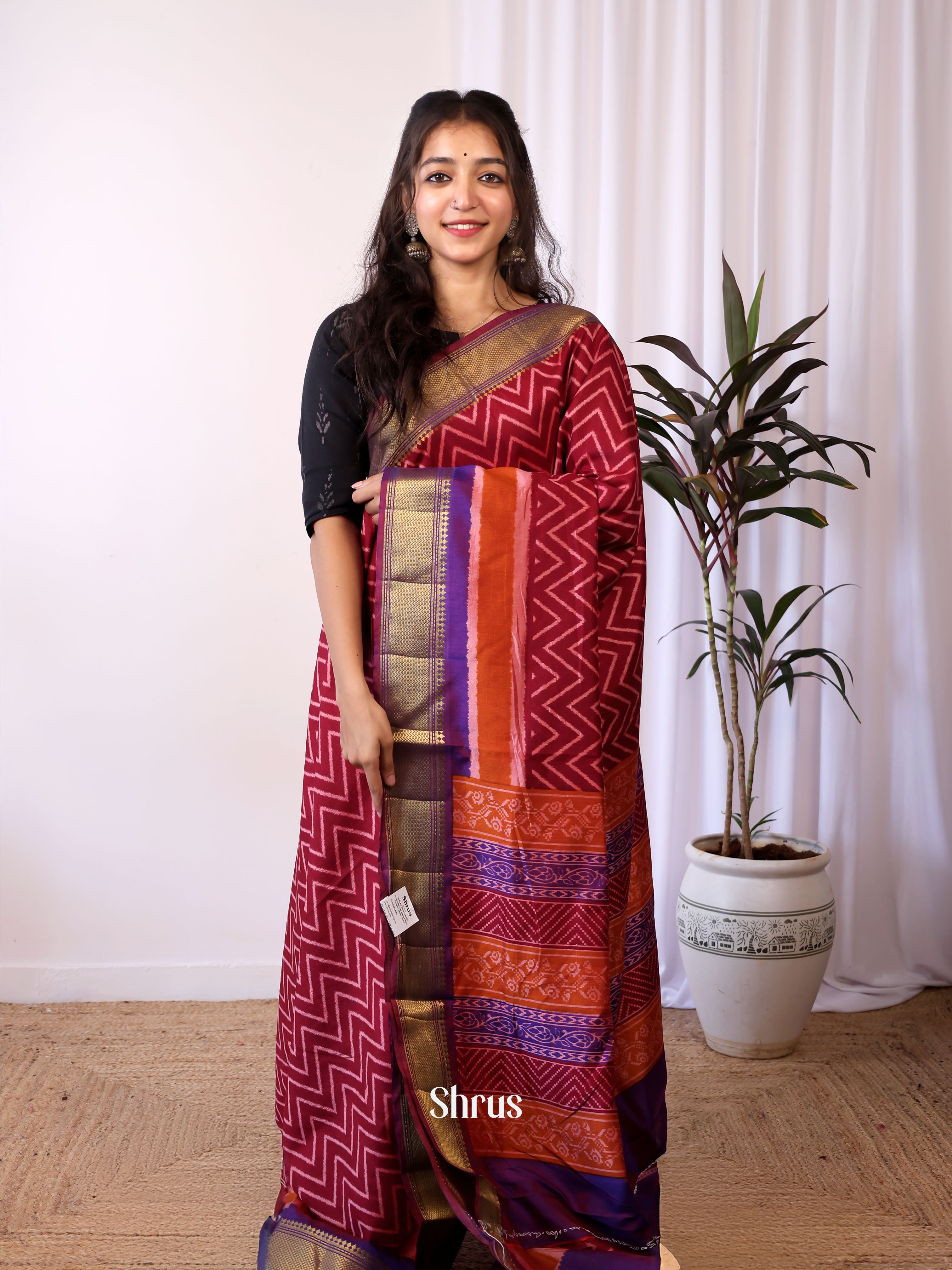 Maroon & Purple- Semi patola saree