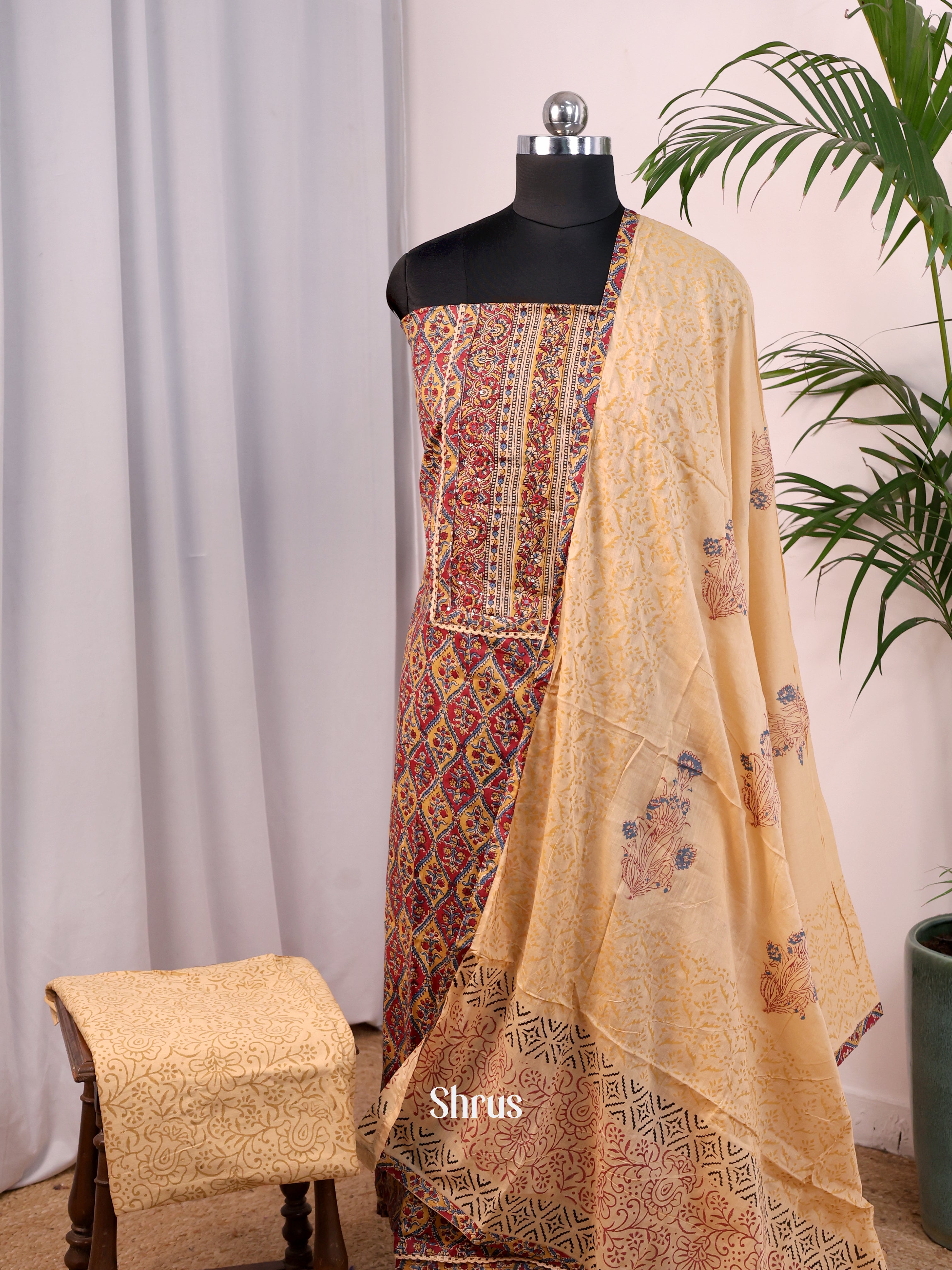 Cream & Pink - Cotton salwar - Shop on Shrus.com