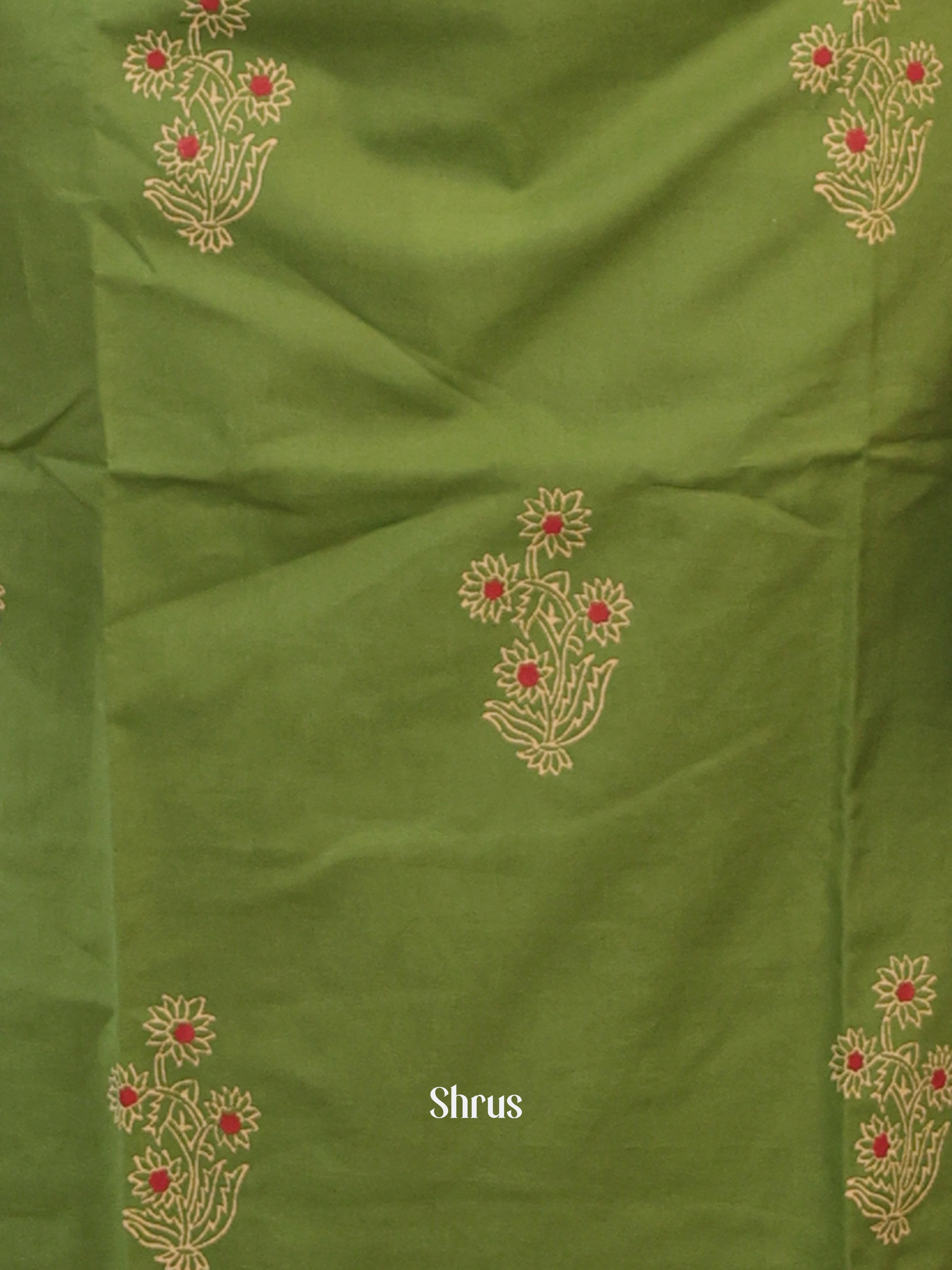 Green & Red - Ajrakh 3pc Readymade Suits