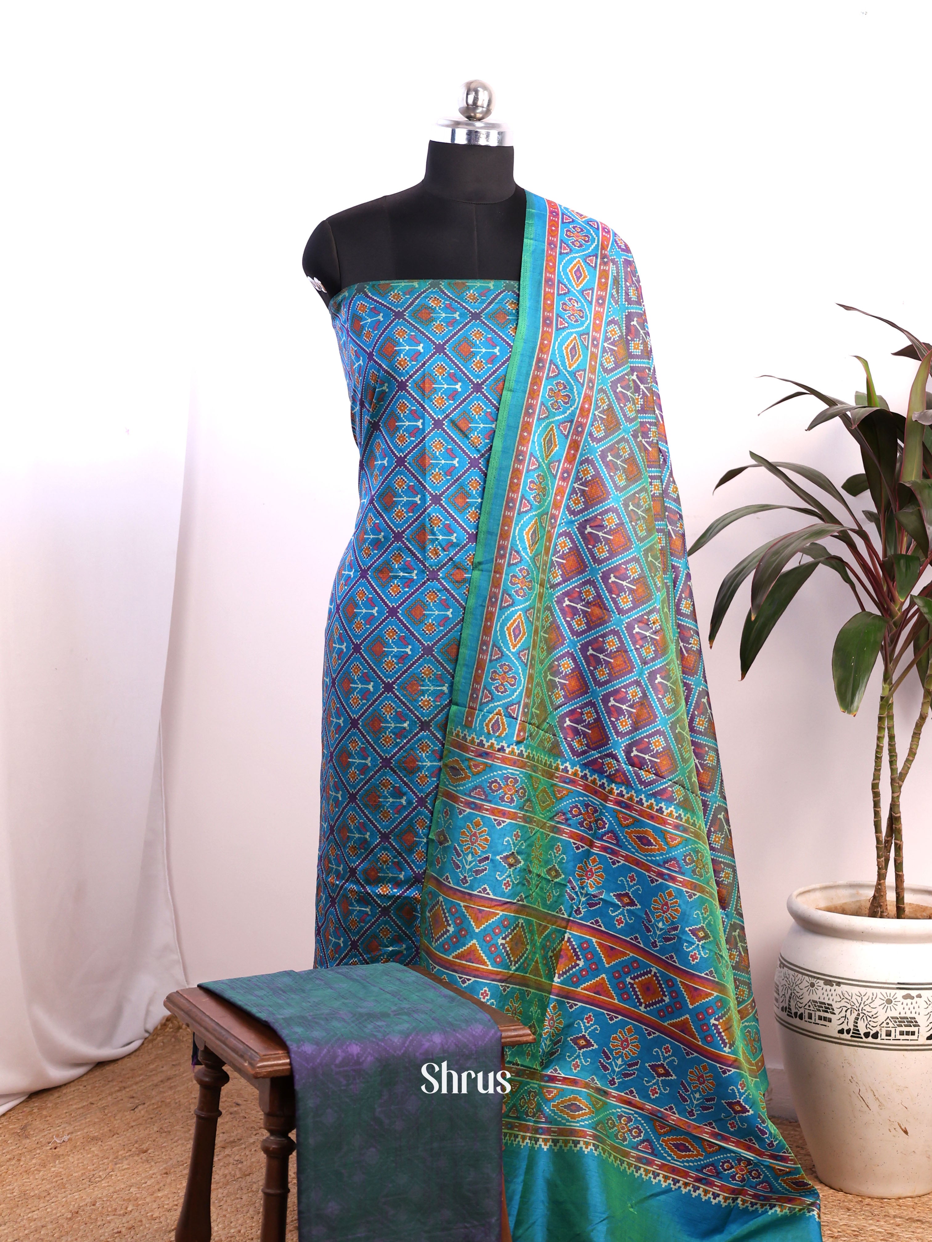 Blue - semi patola salwar