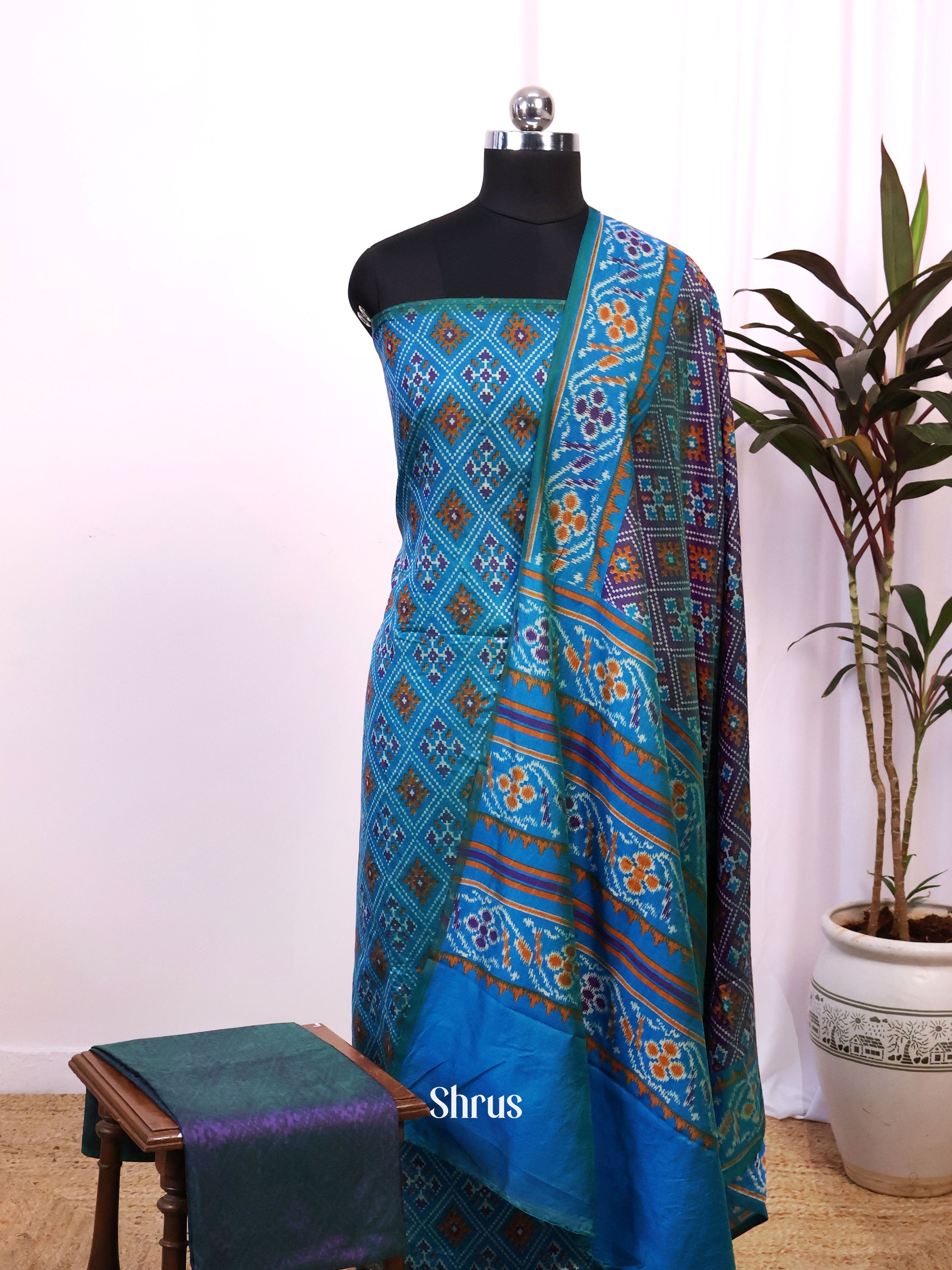 Blue & Purple  - semi patola salwar