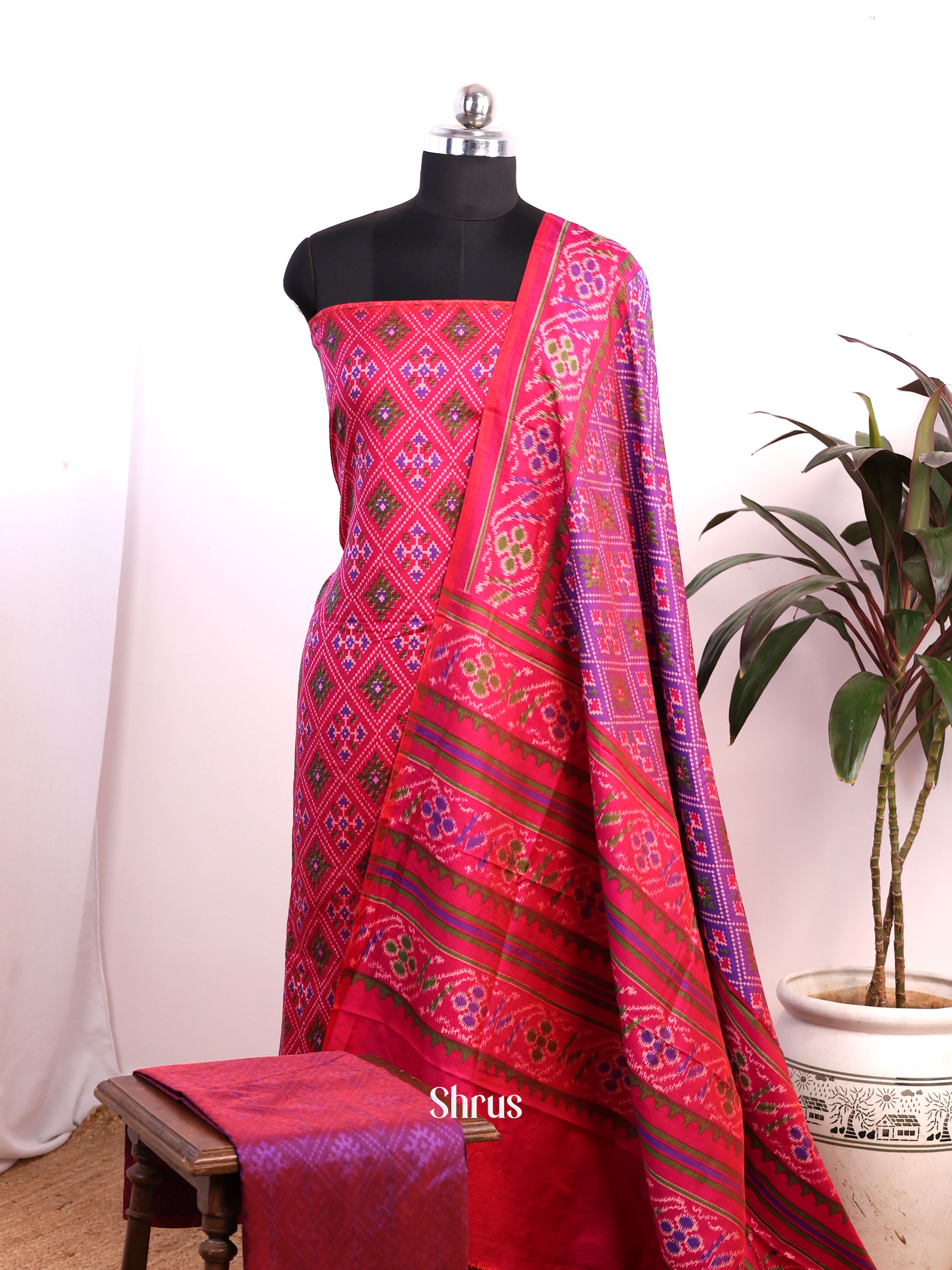 Pink - semi patola salwar