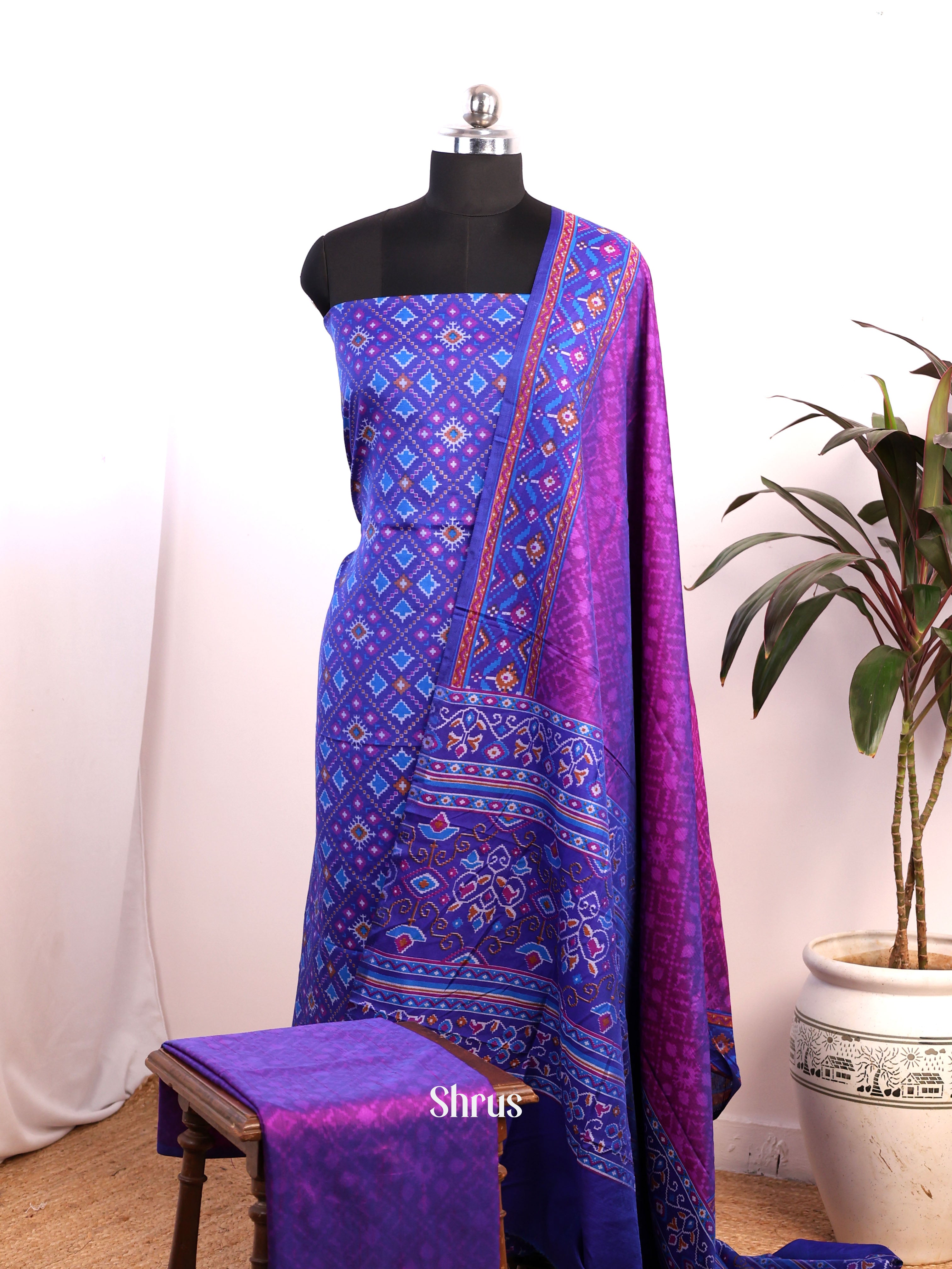 Blue & Purple - semi patola salwar