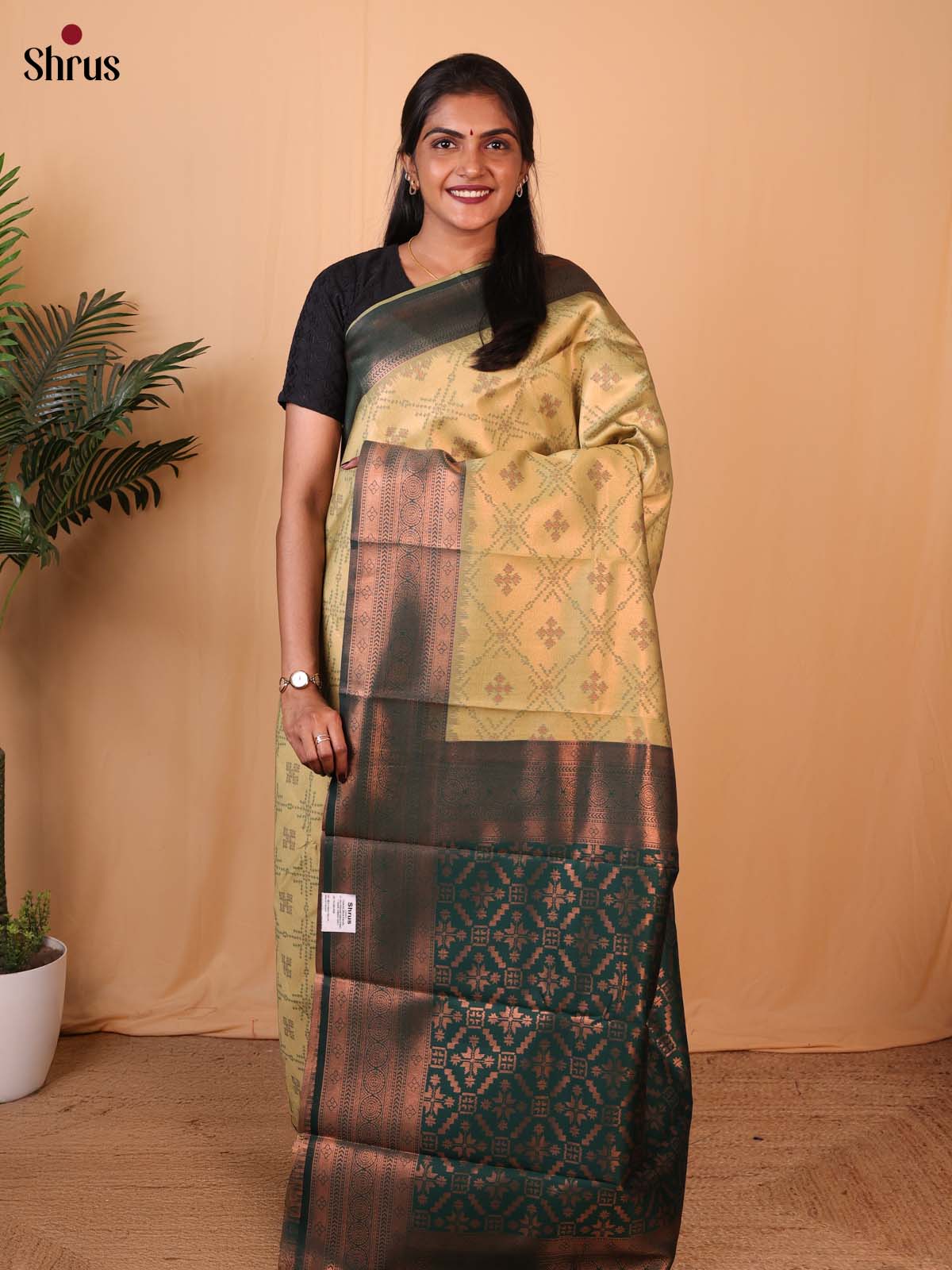 Lite Green & Green - Semi Softsilk Saree