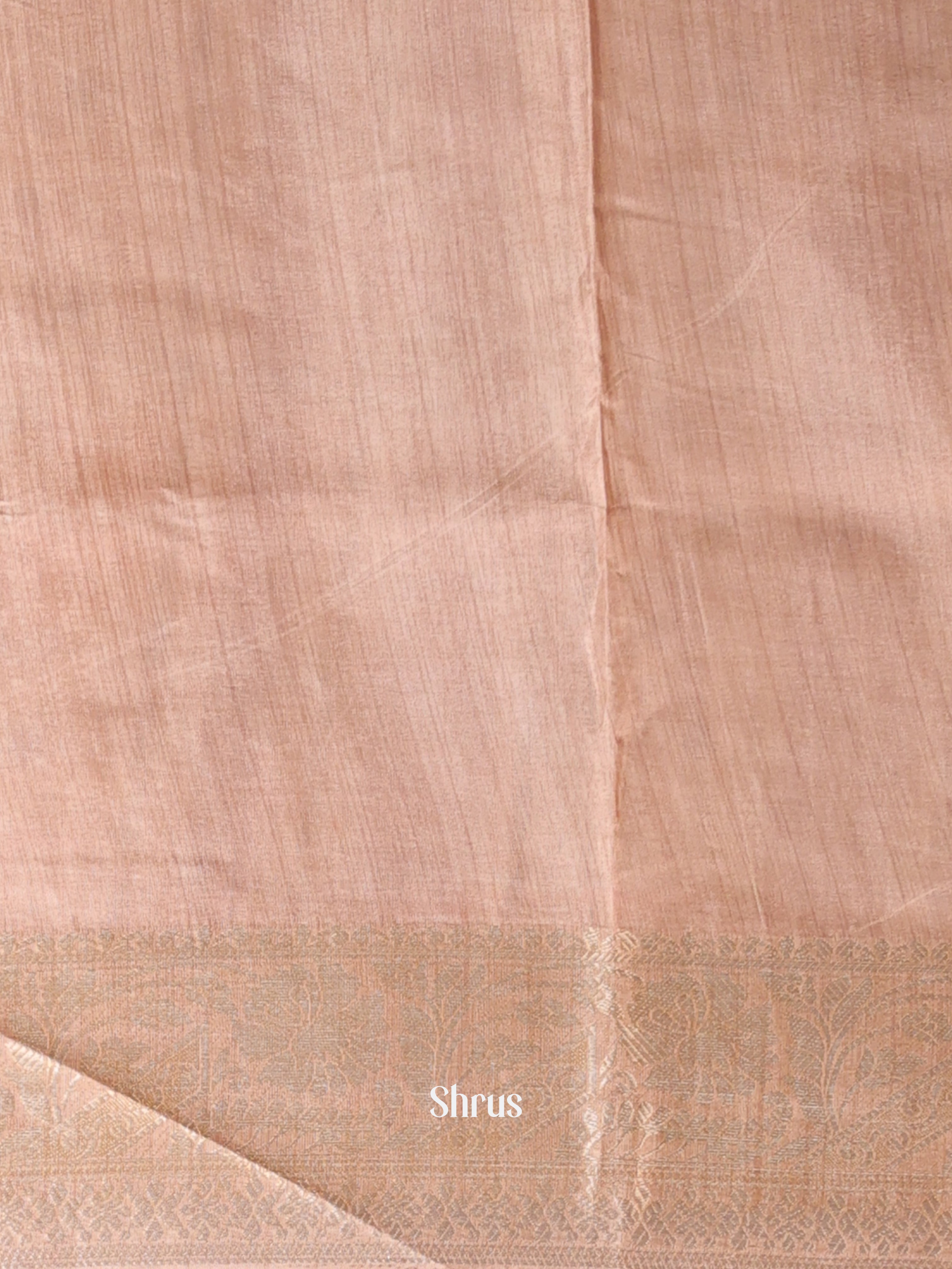 Cream & Brown - Semi Dupion Saree