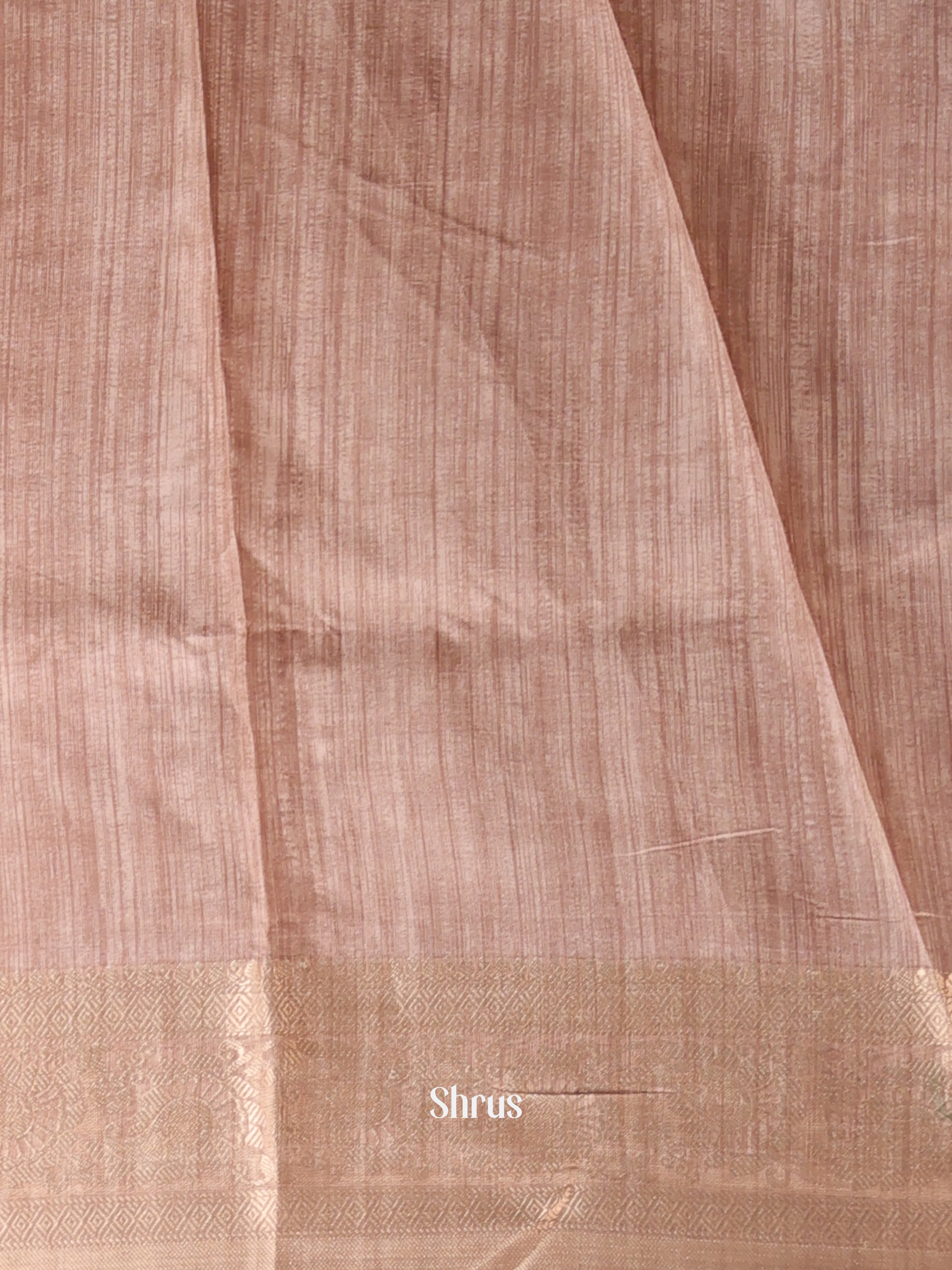 Cream & Brown - Semi Dupion Saree