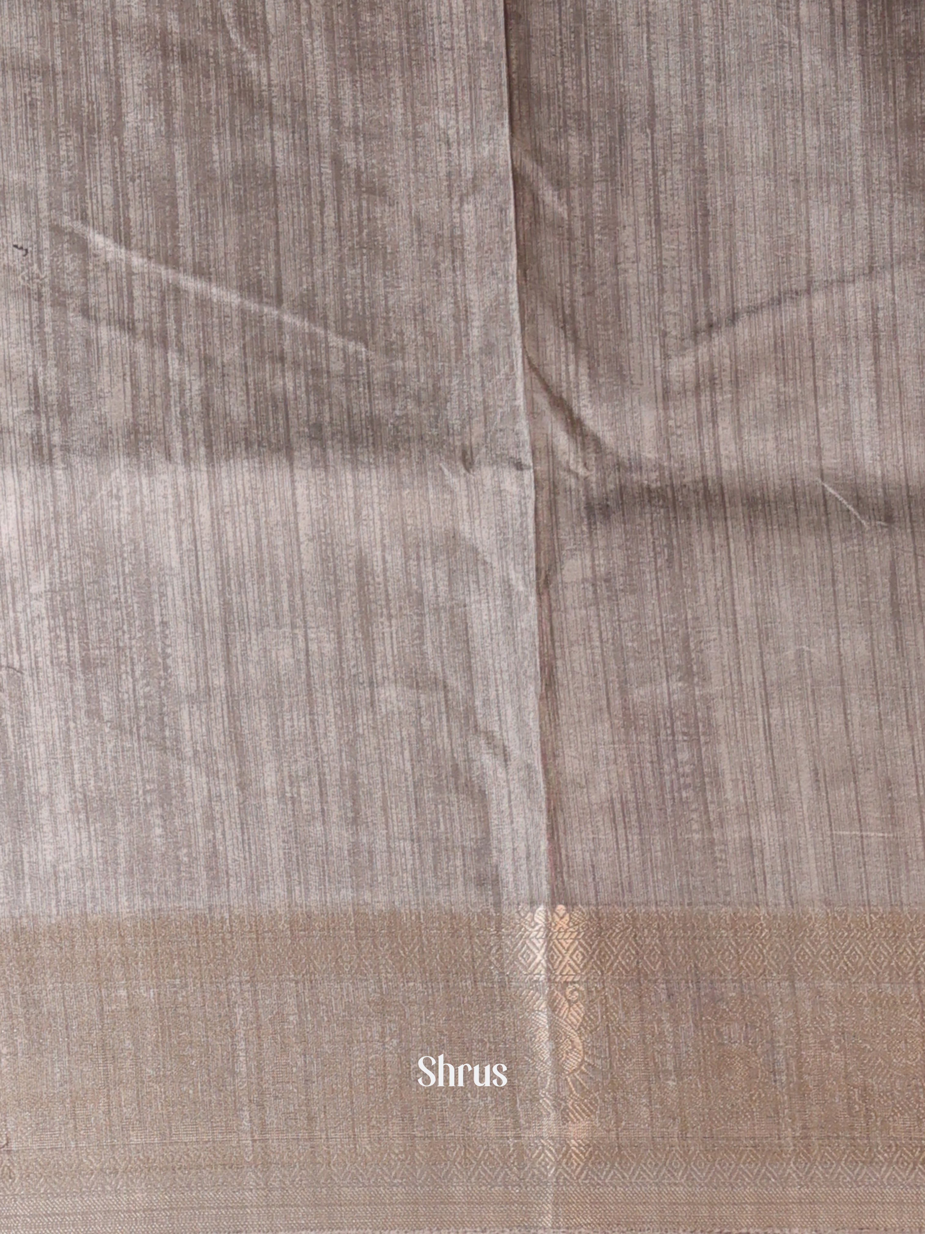 Cream & Grey - Semi Dupion Saree