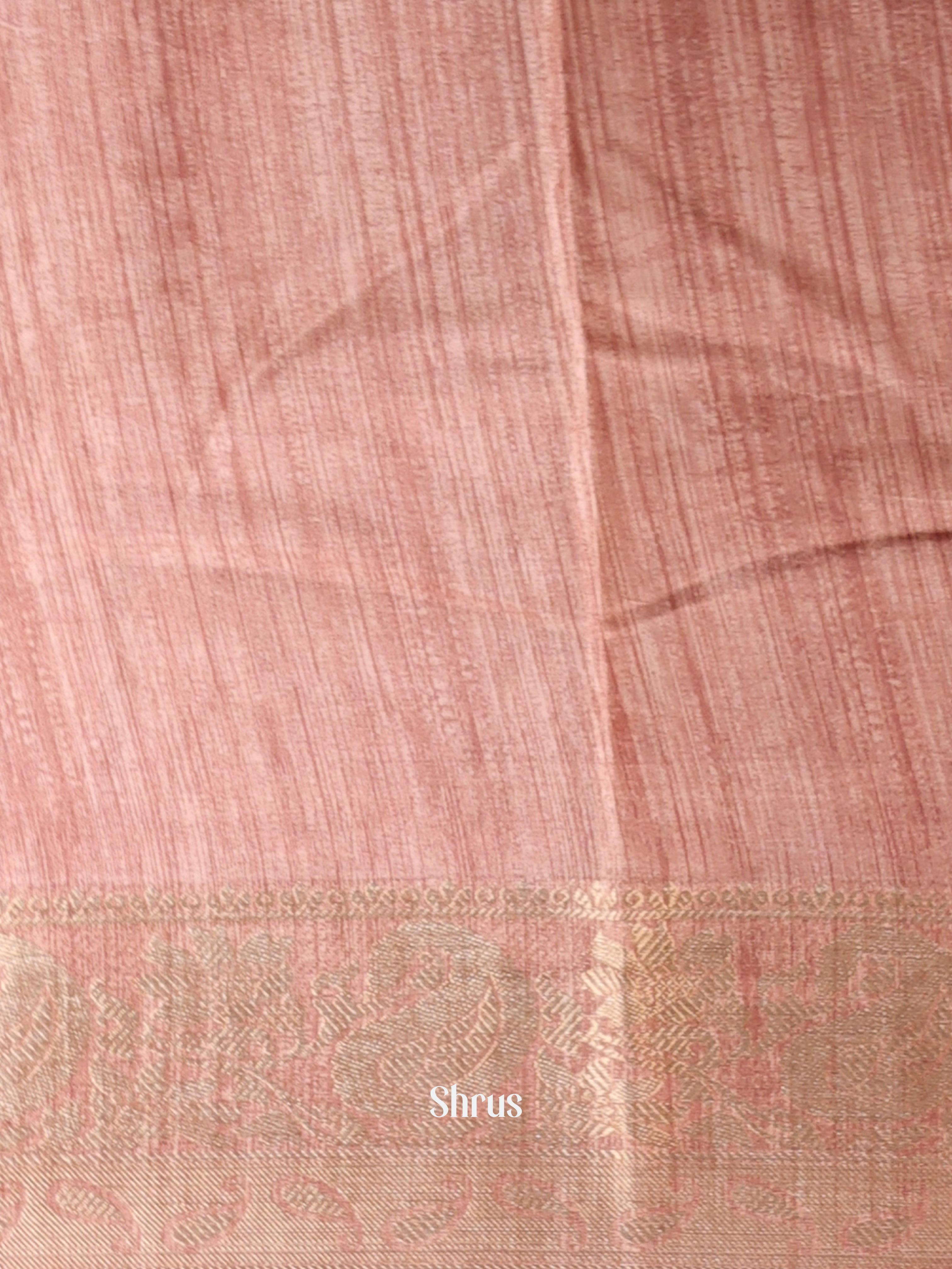 cream & Brown - Semi Dupion Saree