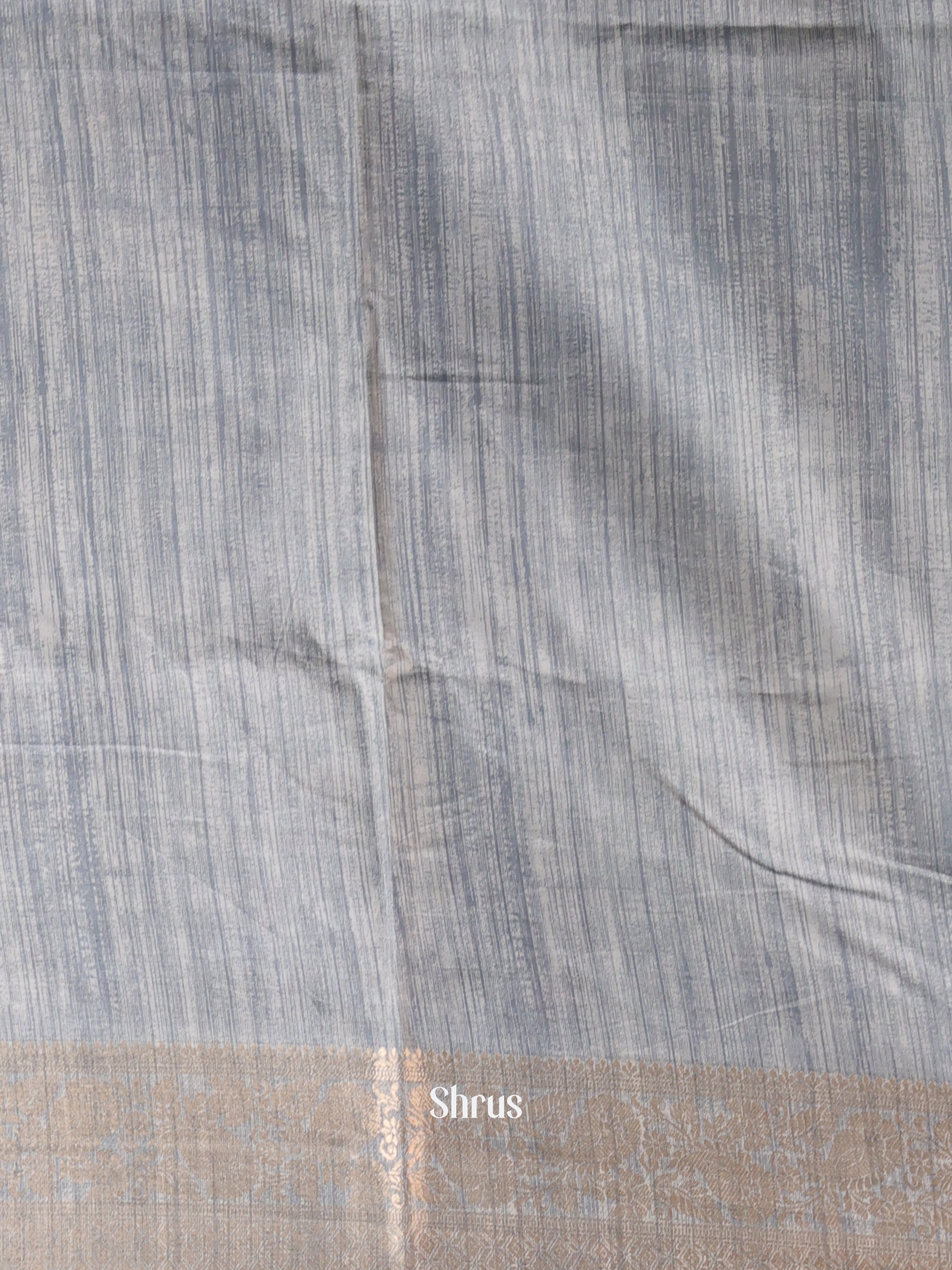 Blue & Grey- Semi Dupion Saree