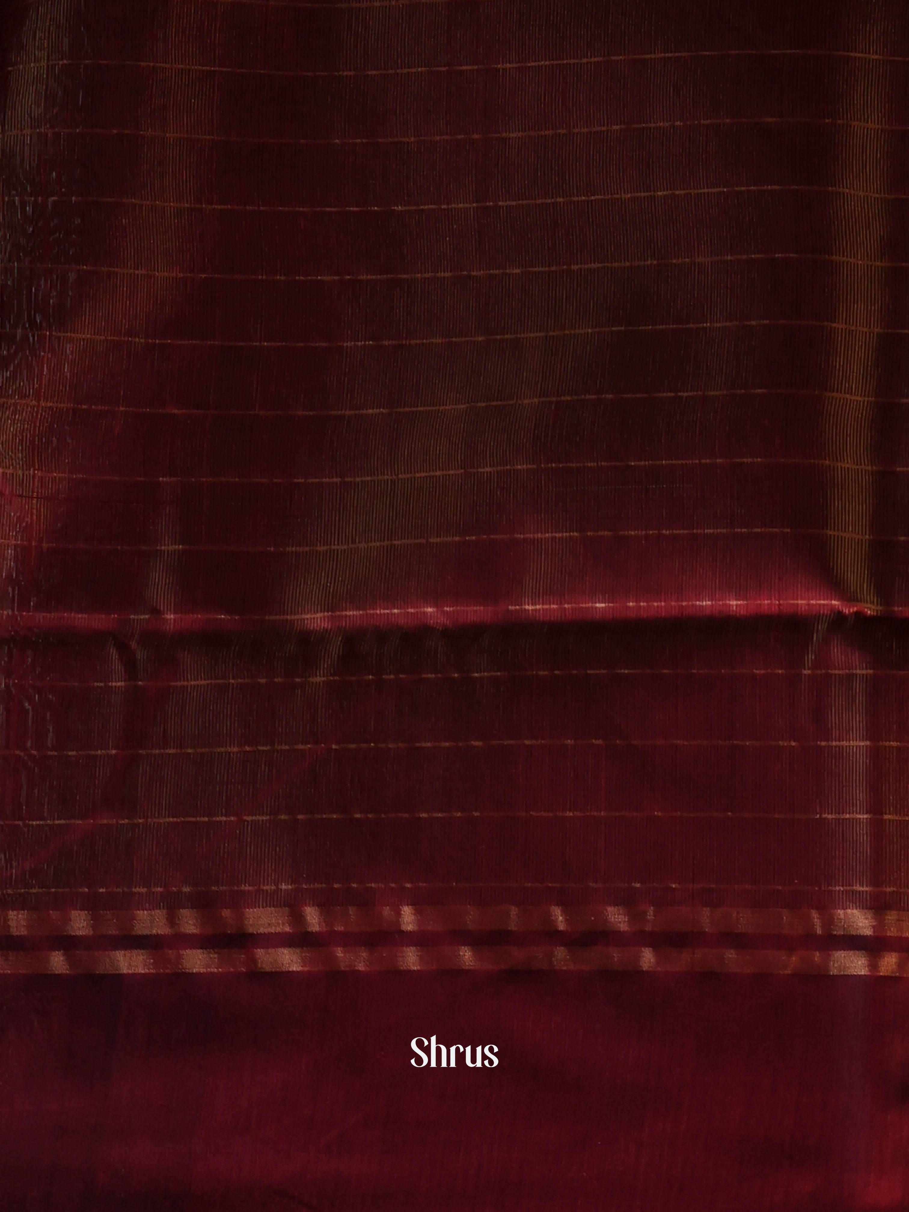 Cream & Maroon - Raw Silk Saree