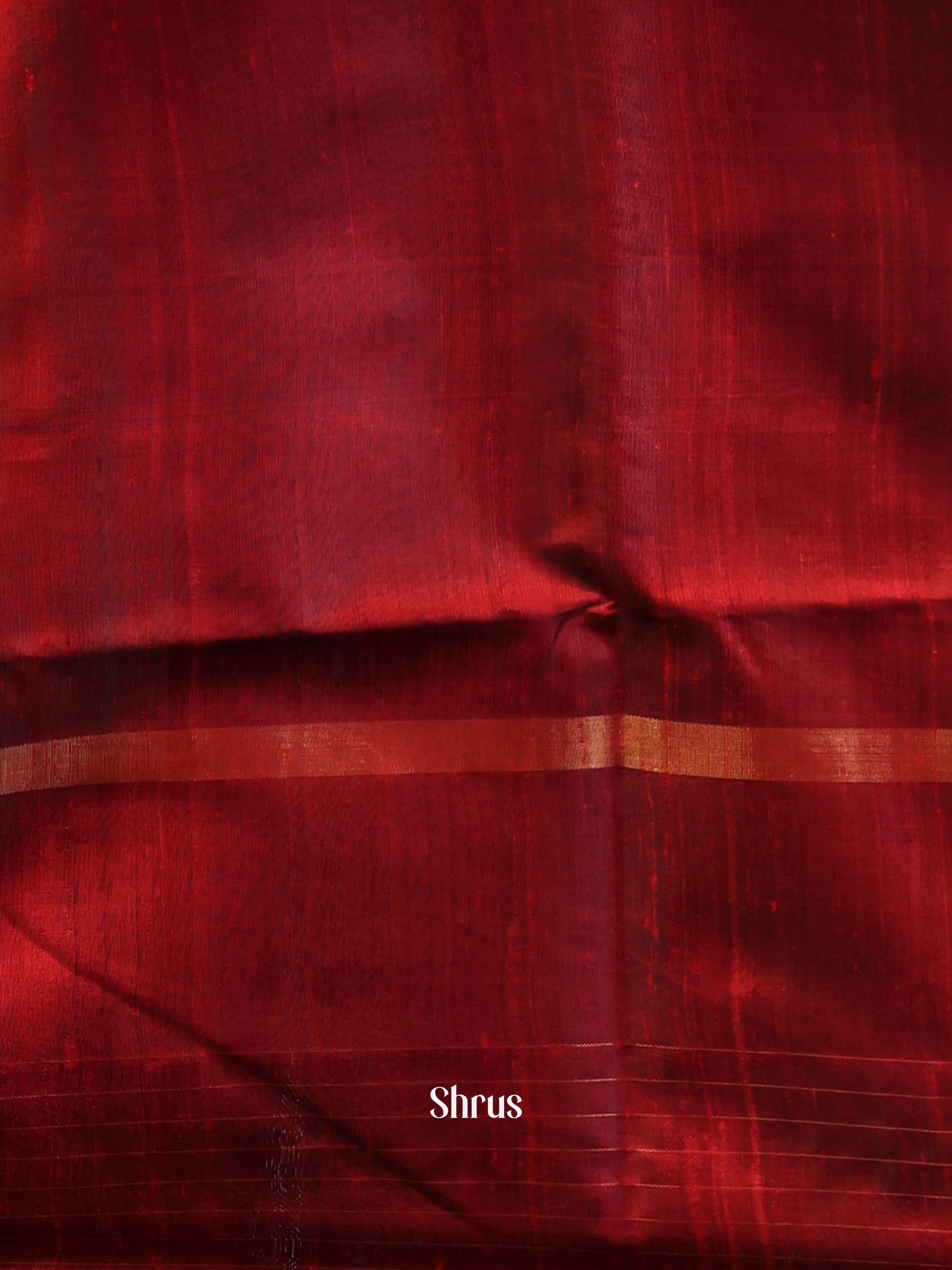 Grey & Maroon - Raw Silk Saree