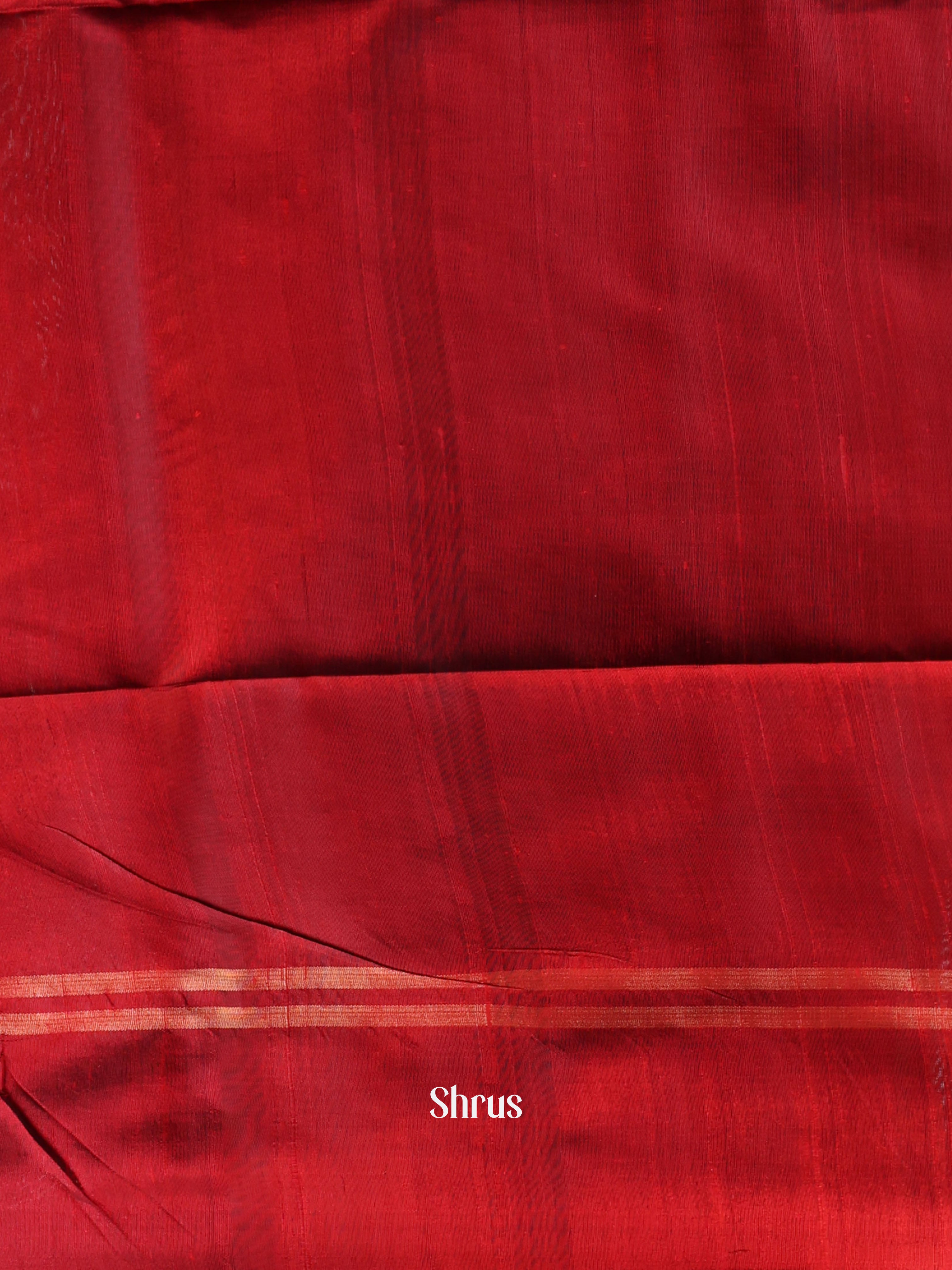 Grey  & Red - Raw Silk Saree