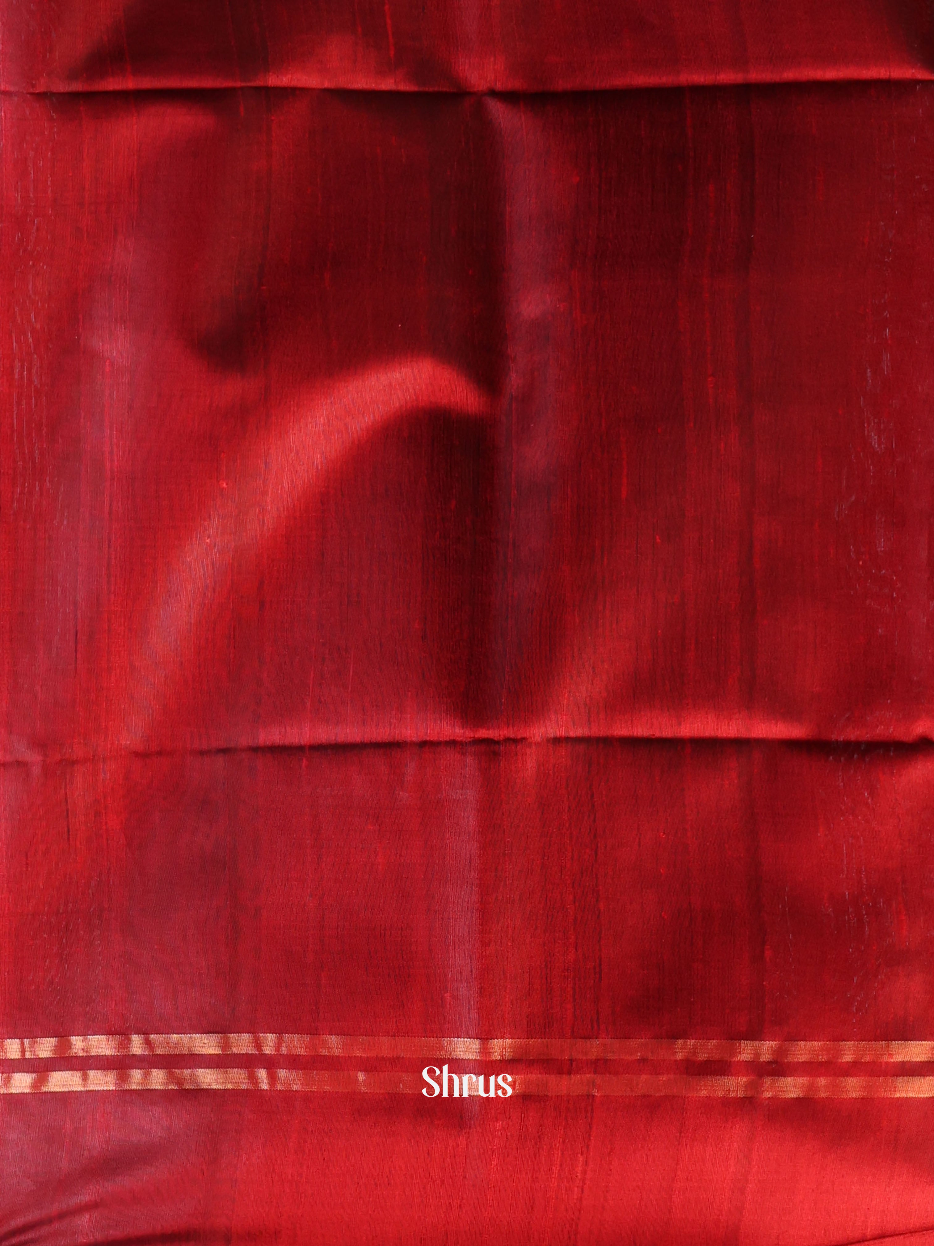 Blue & Red - Raw Silk Saree