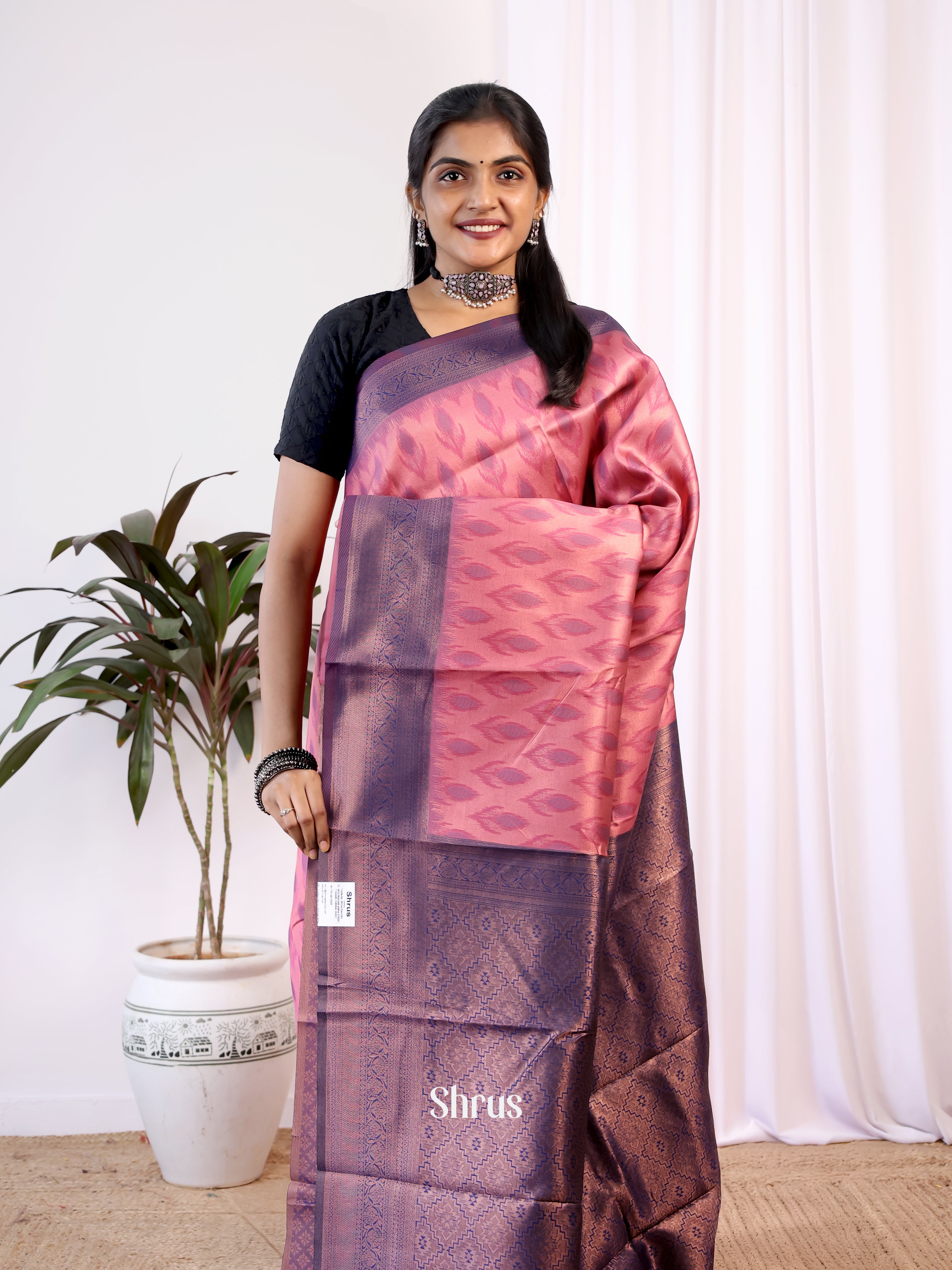 Pink & Blue - Semi Arani Silk Saree