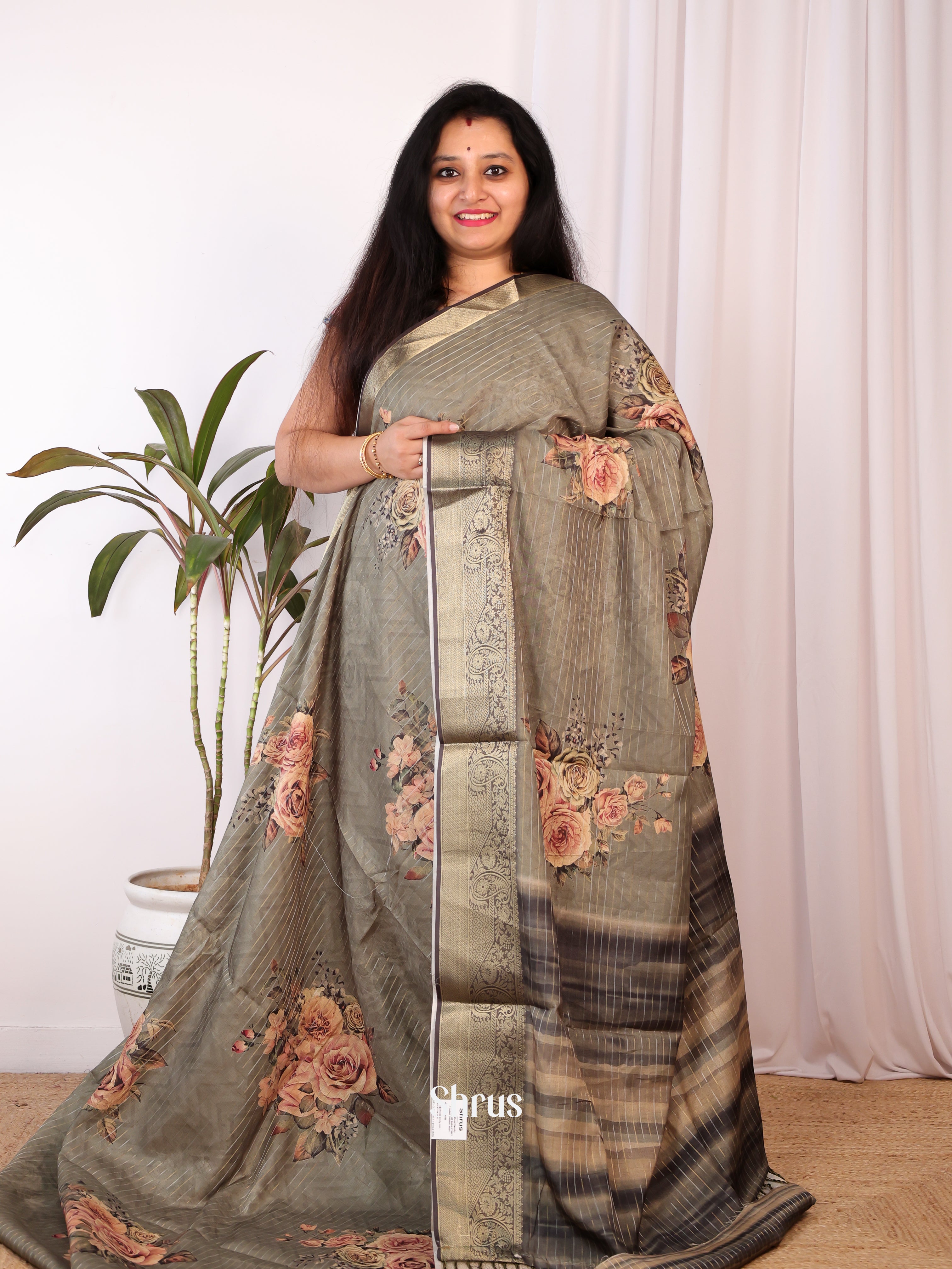 CJS09300 - Semi Chanderi Saree