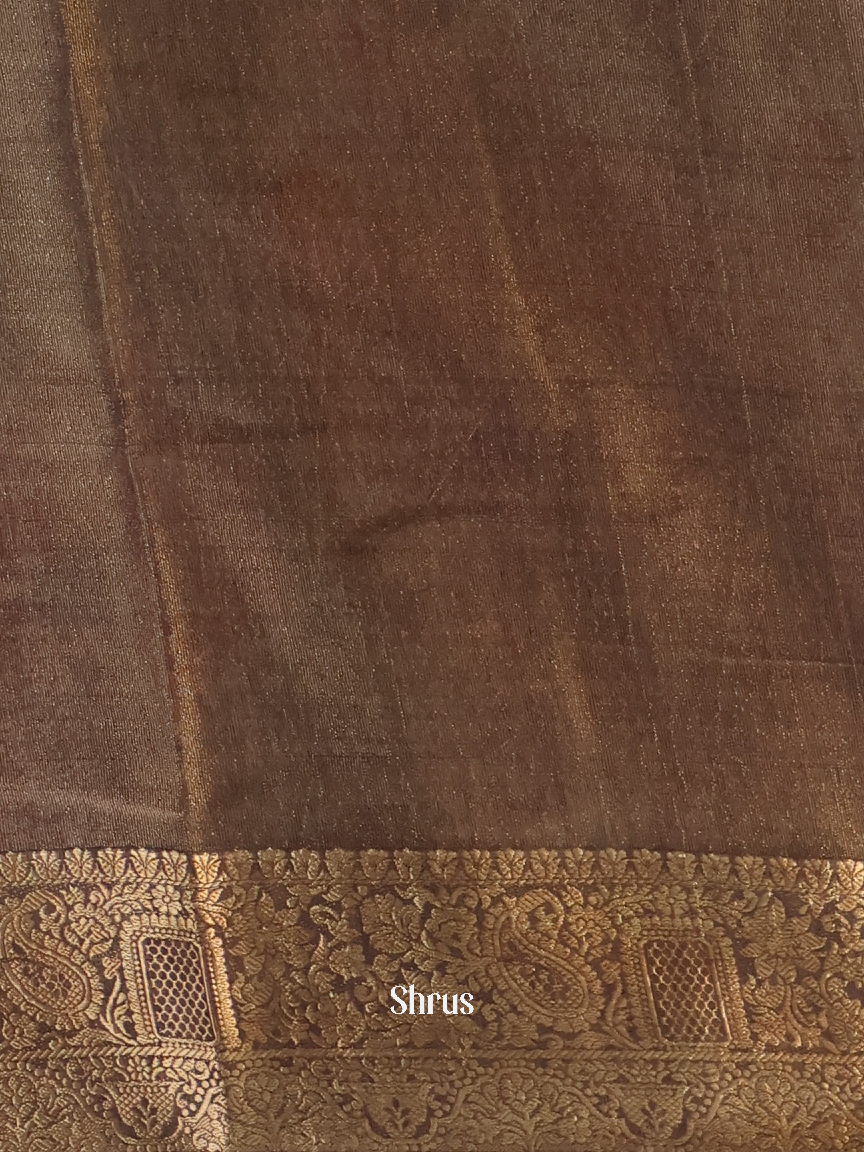 Lite Brown & Green - Semi Tissue Saree