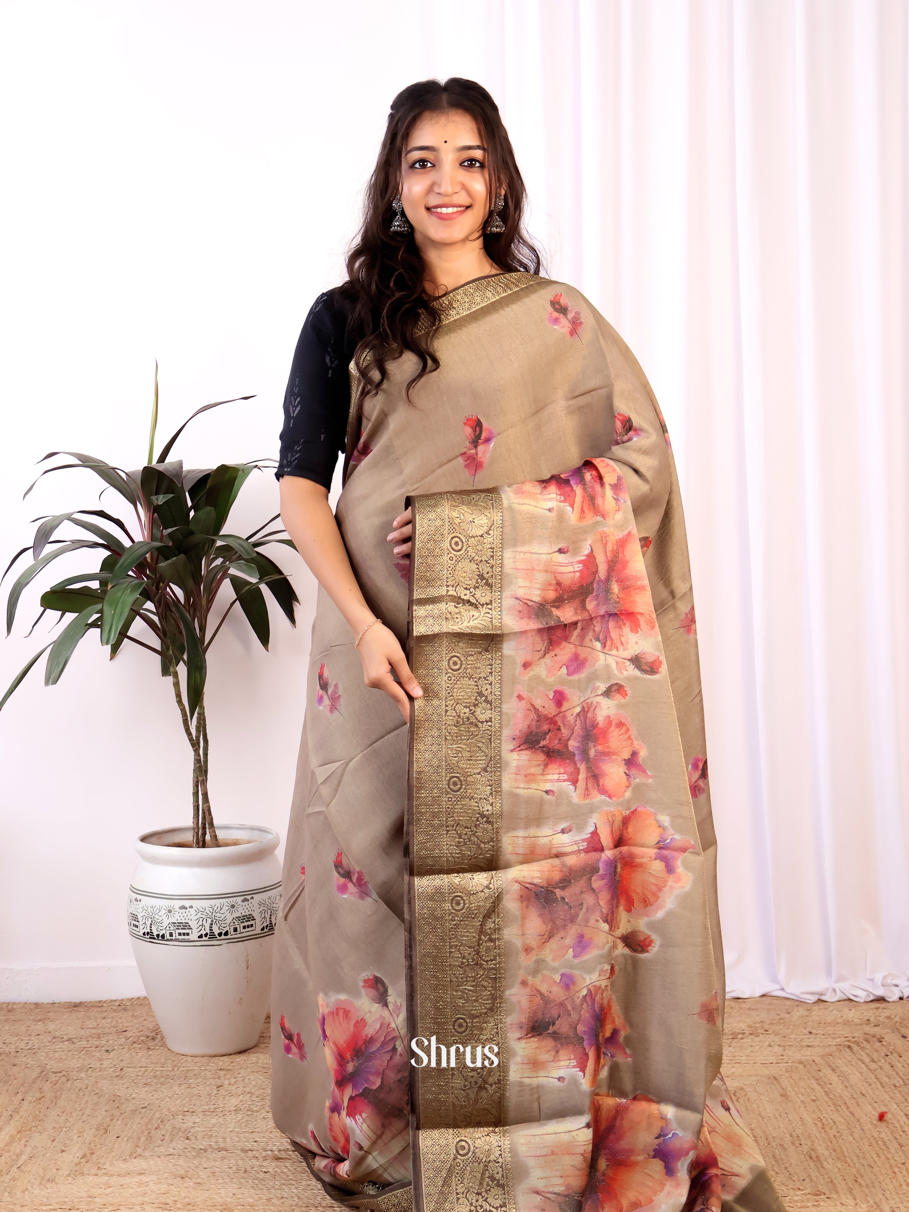 CJS09317 - Semi Tissue Saree - Shop on Shrus.com