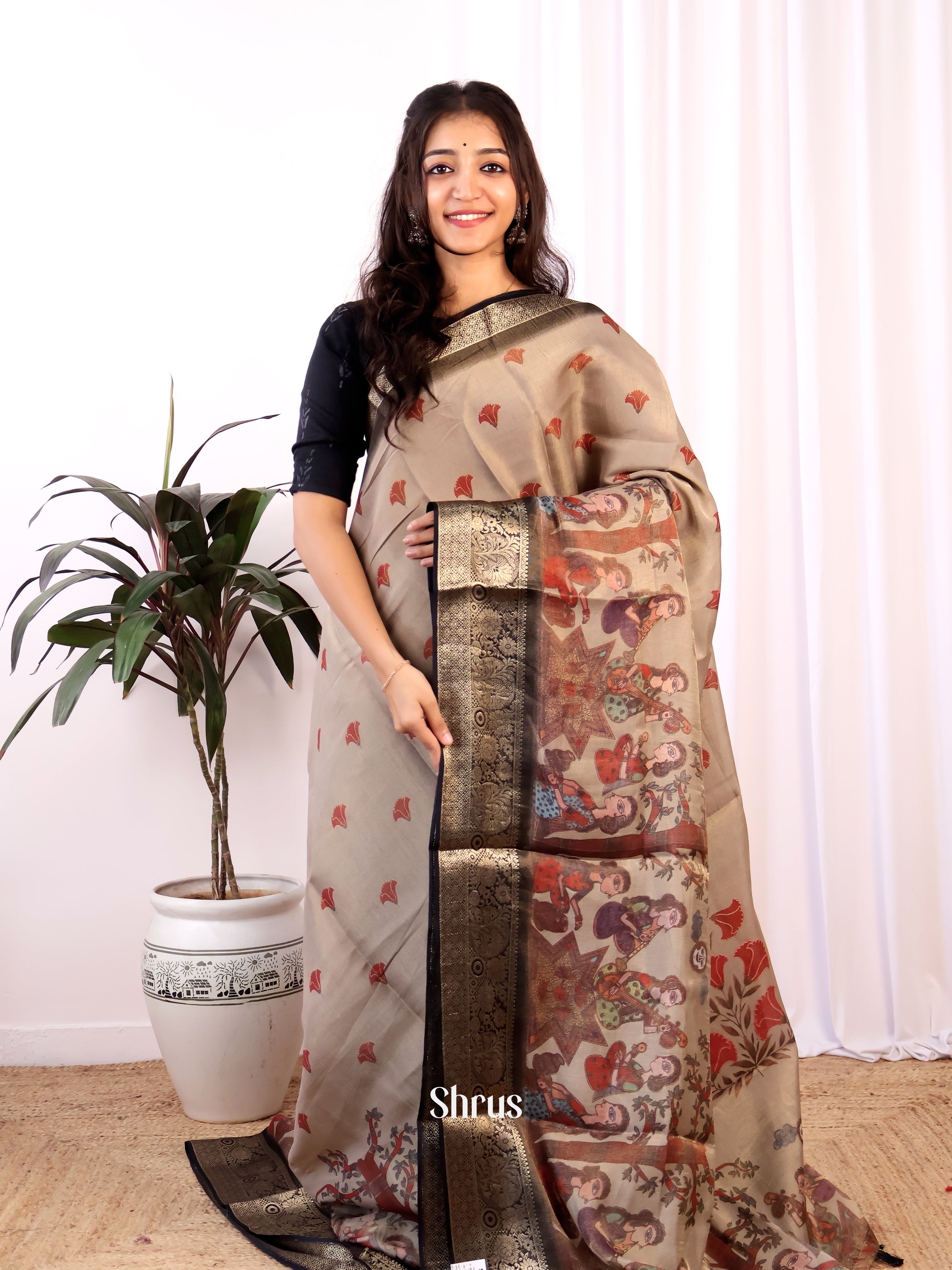 CJS09320 - Semi Tissue Saree - Shop on Shrus.com