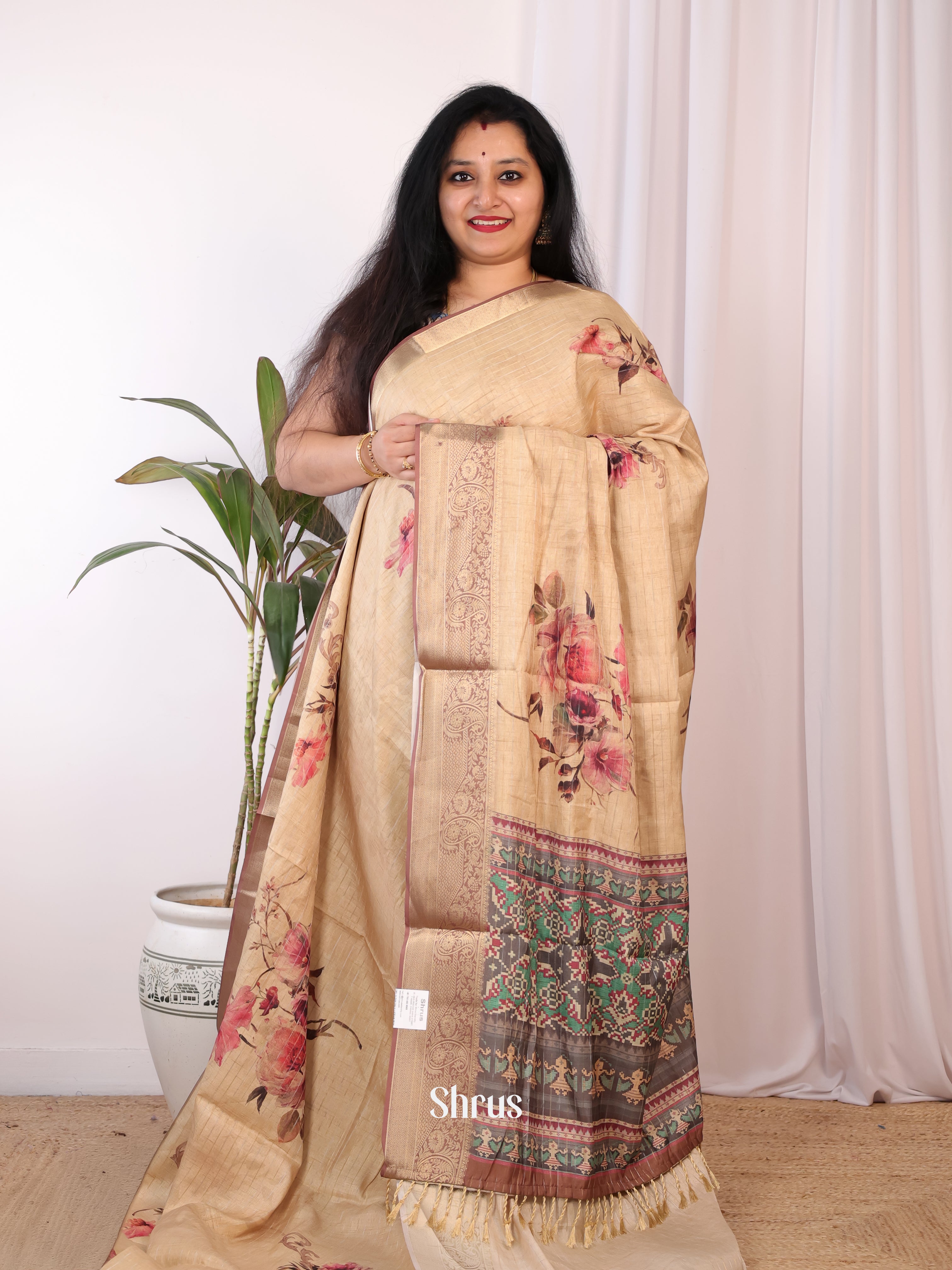 CJS09357 - Semi Chanderi Saree