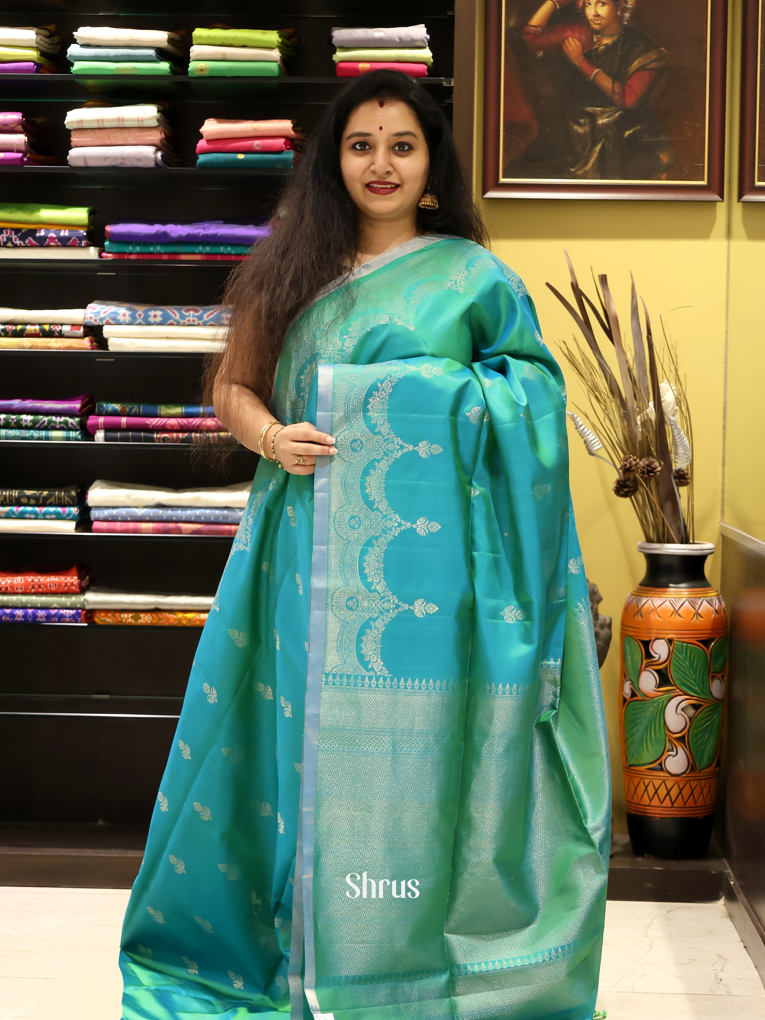 Teal Green(Single Tone)- Soft Silk Saree