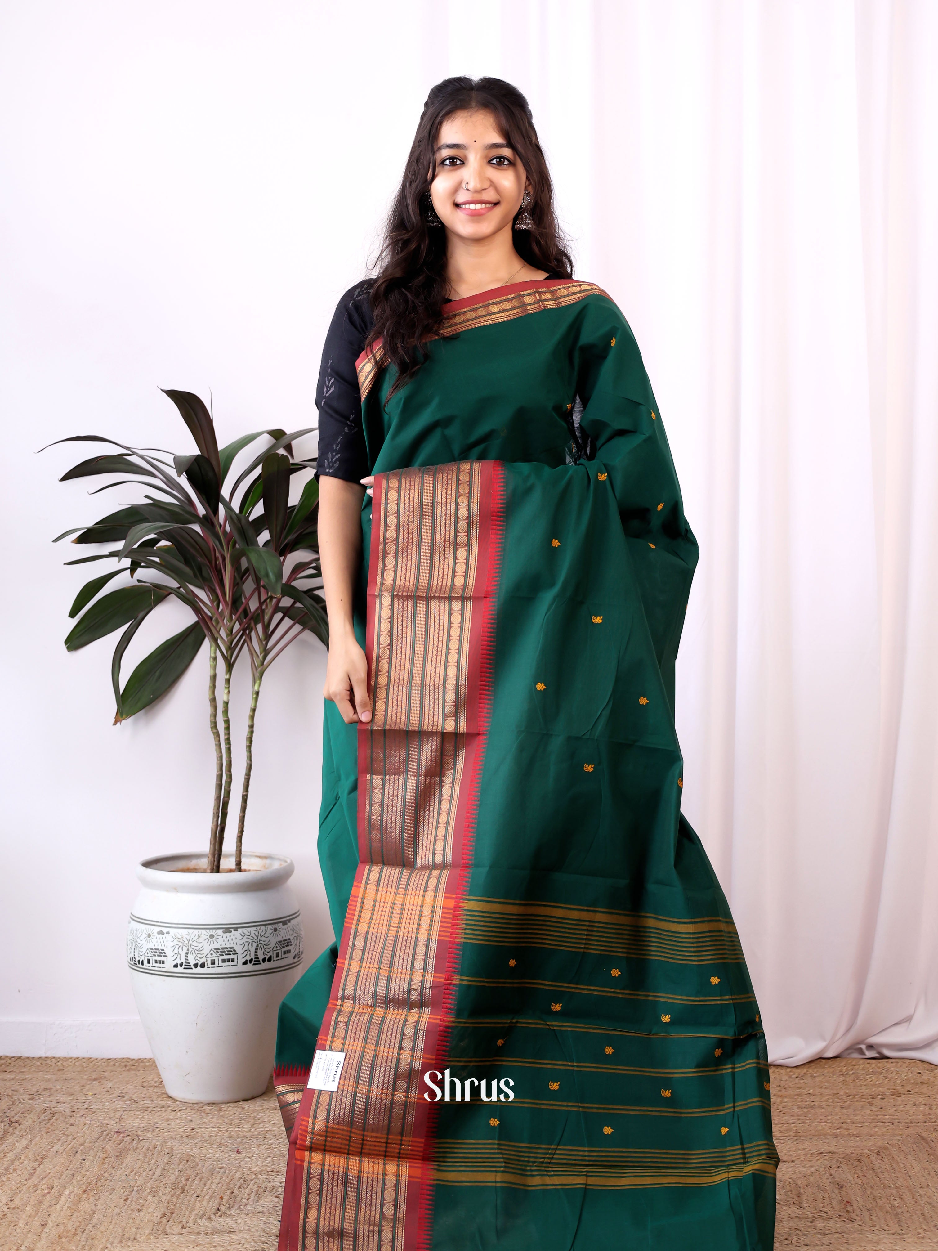 Green & Red  - Chettinad Cotton Saree