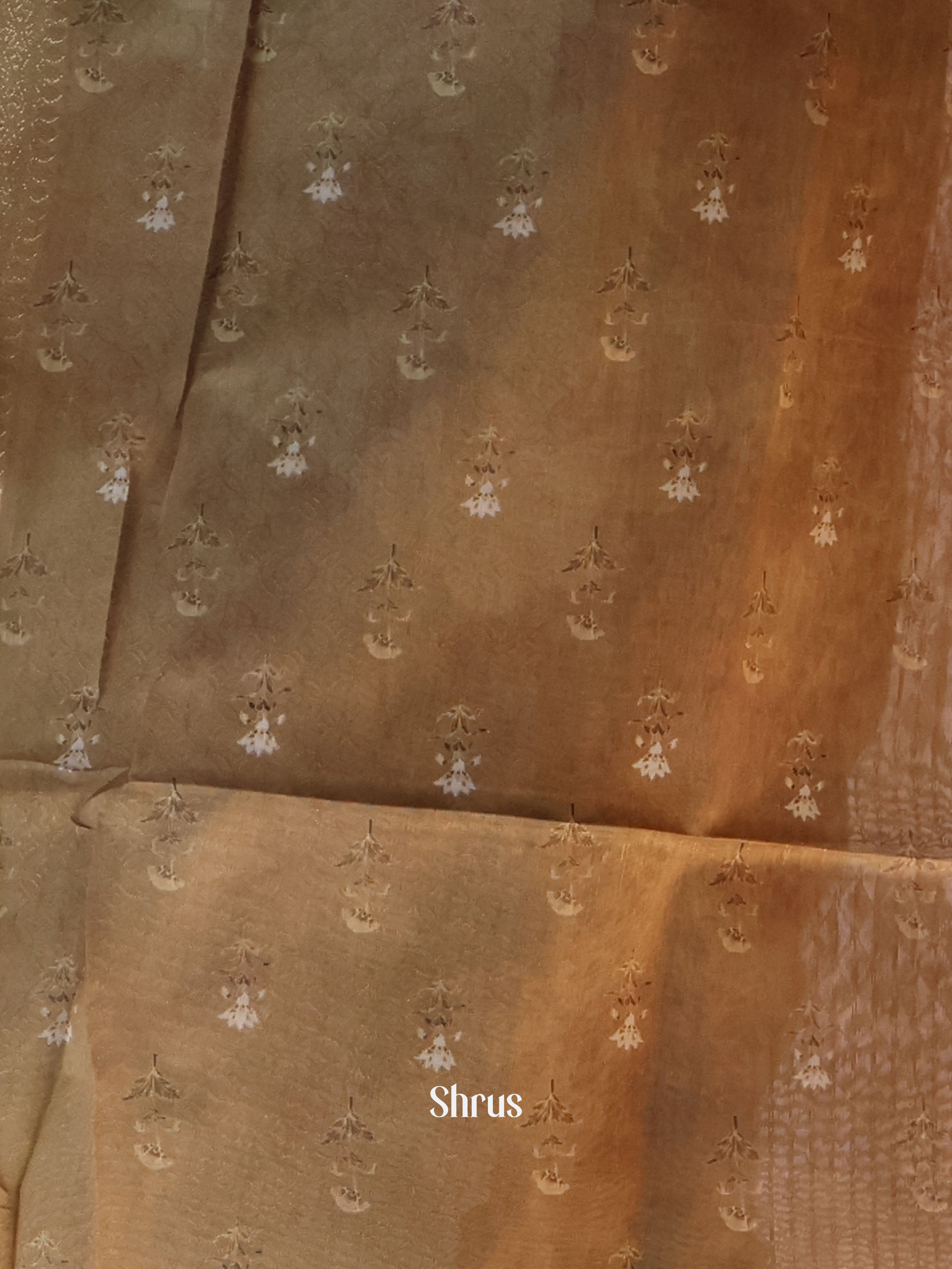 Brown & Green - Semi Jute Saree