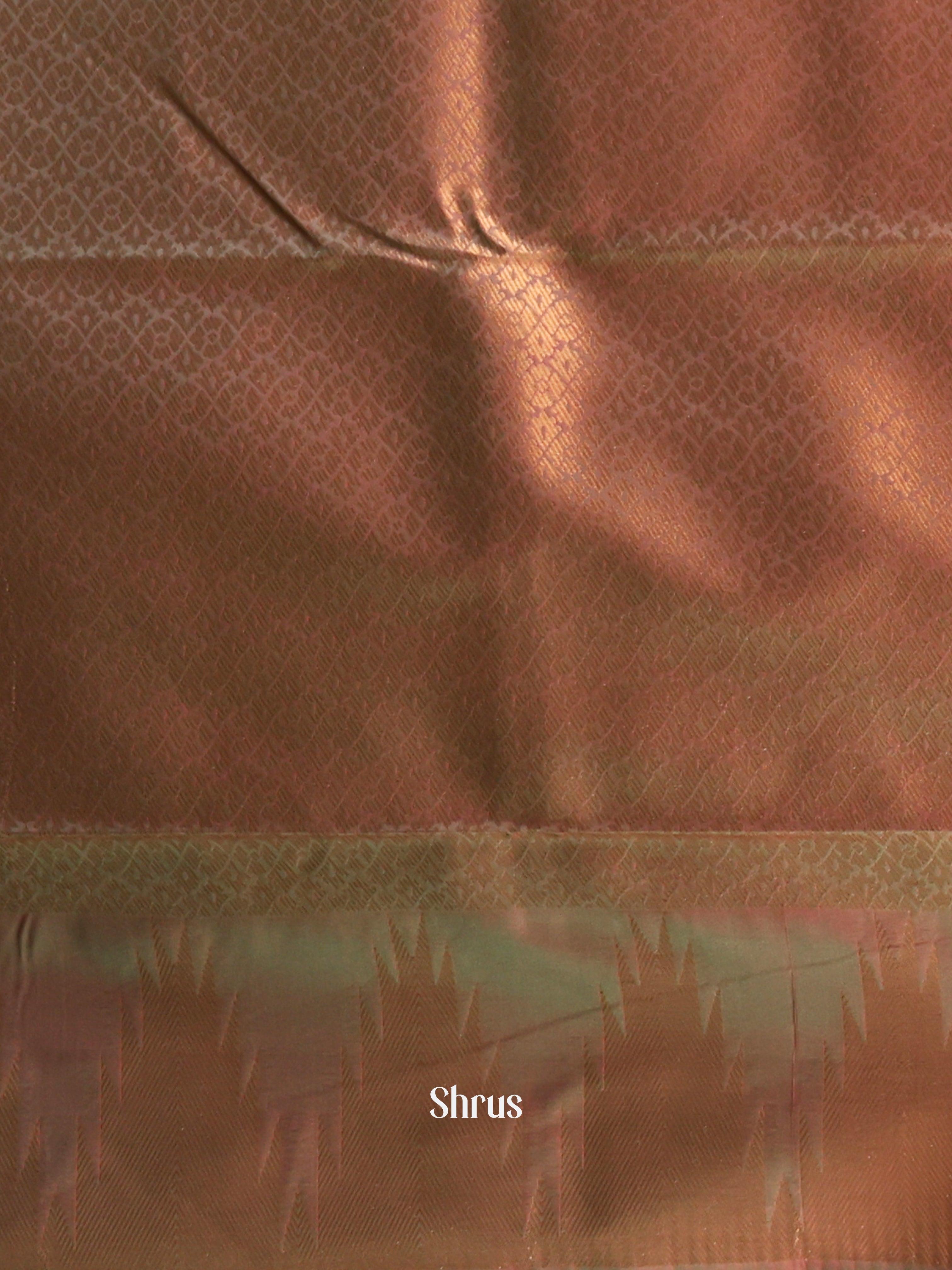 Pastel Green & Brown - Semi Kanchipuram Saree