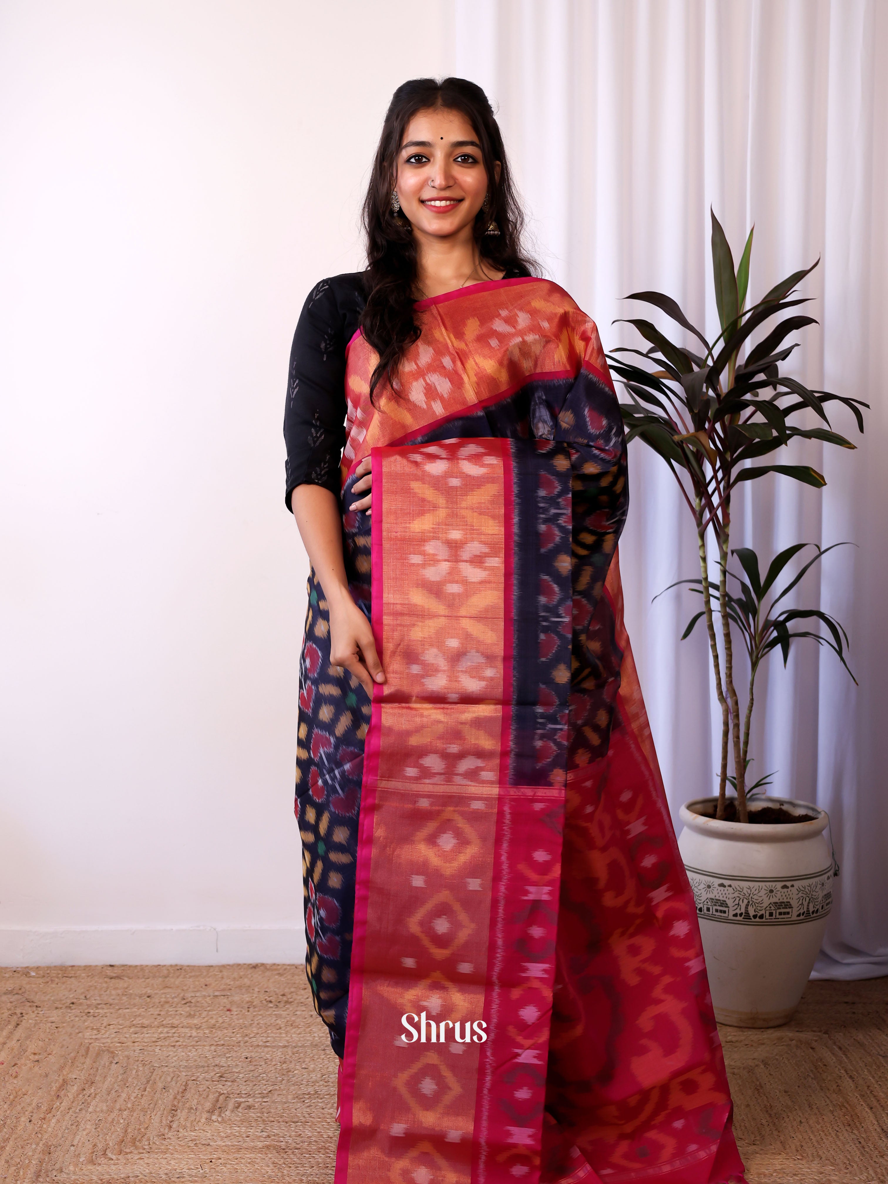 Blue & Maroon - Pochampally sico Saree