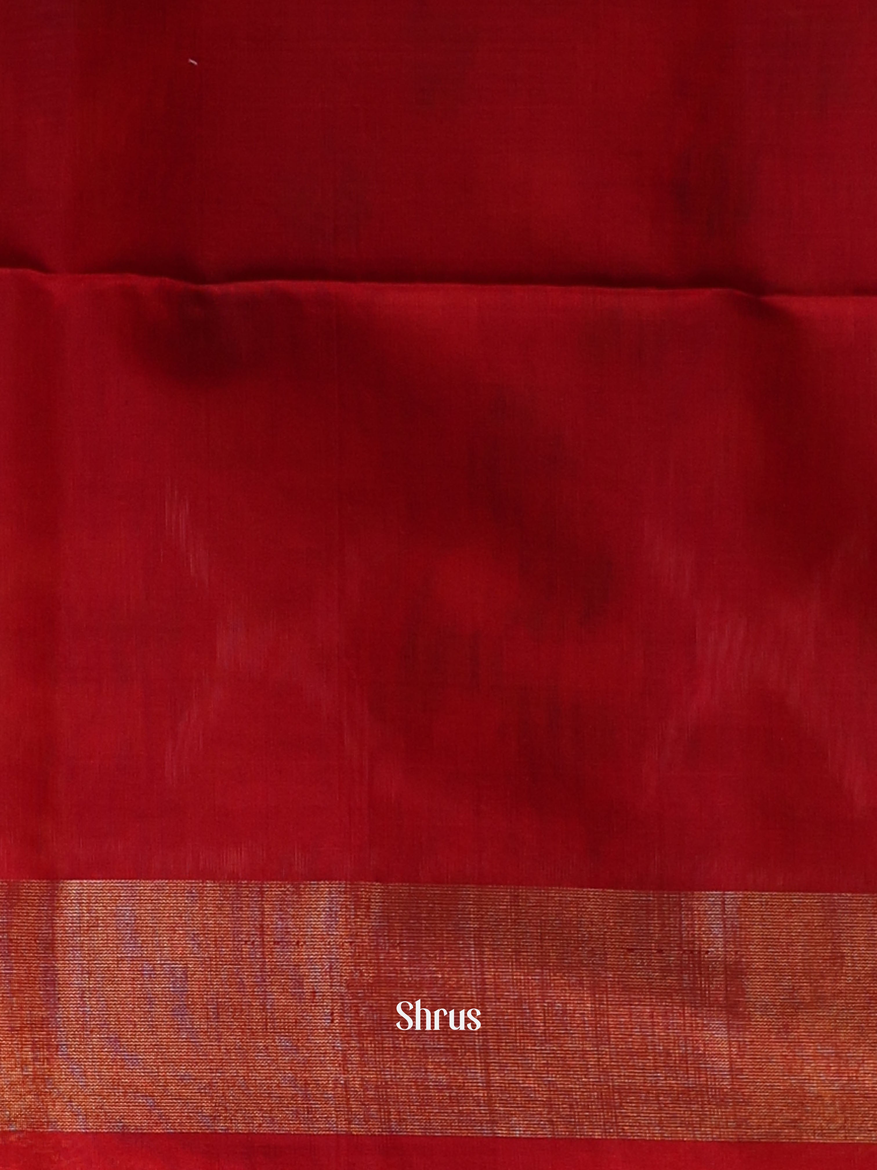 Mustardy Green & Red - Pochampally sico Saree