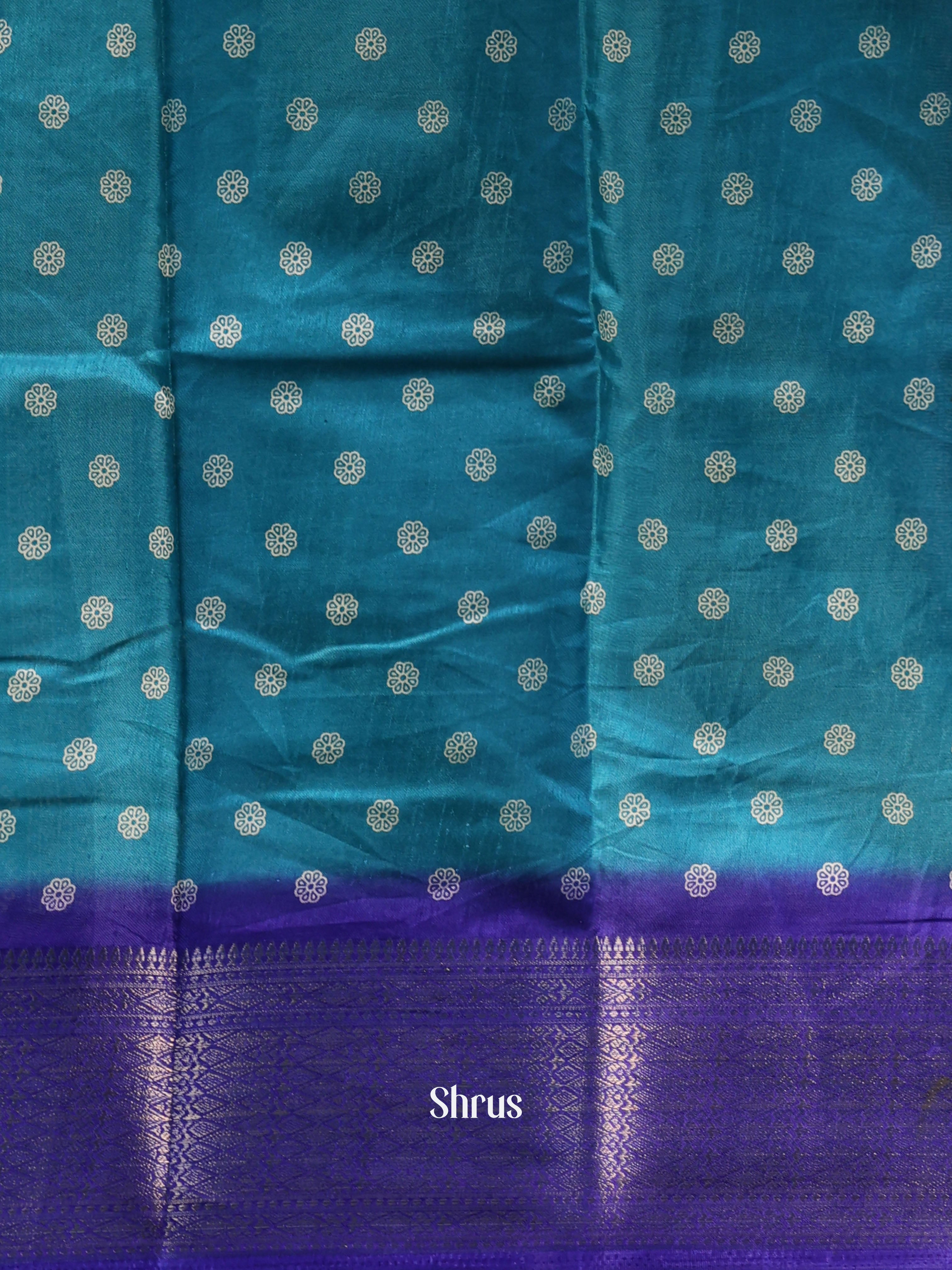 Blue &  Violet - Semi Crepe Saree