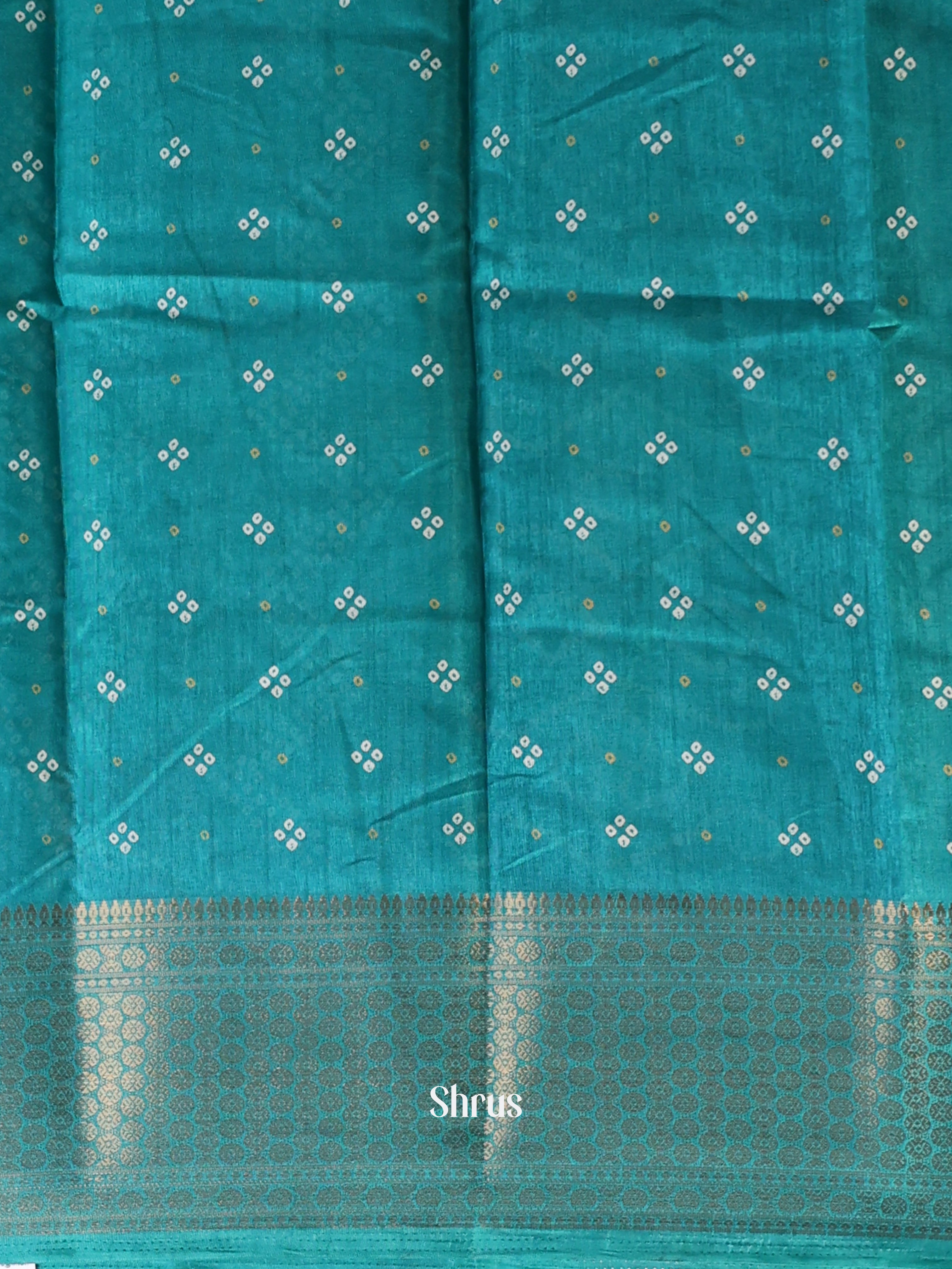 Teal - Semi Crepe Saree